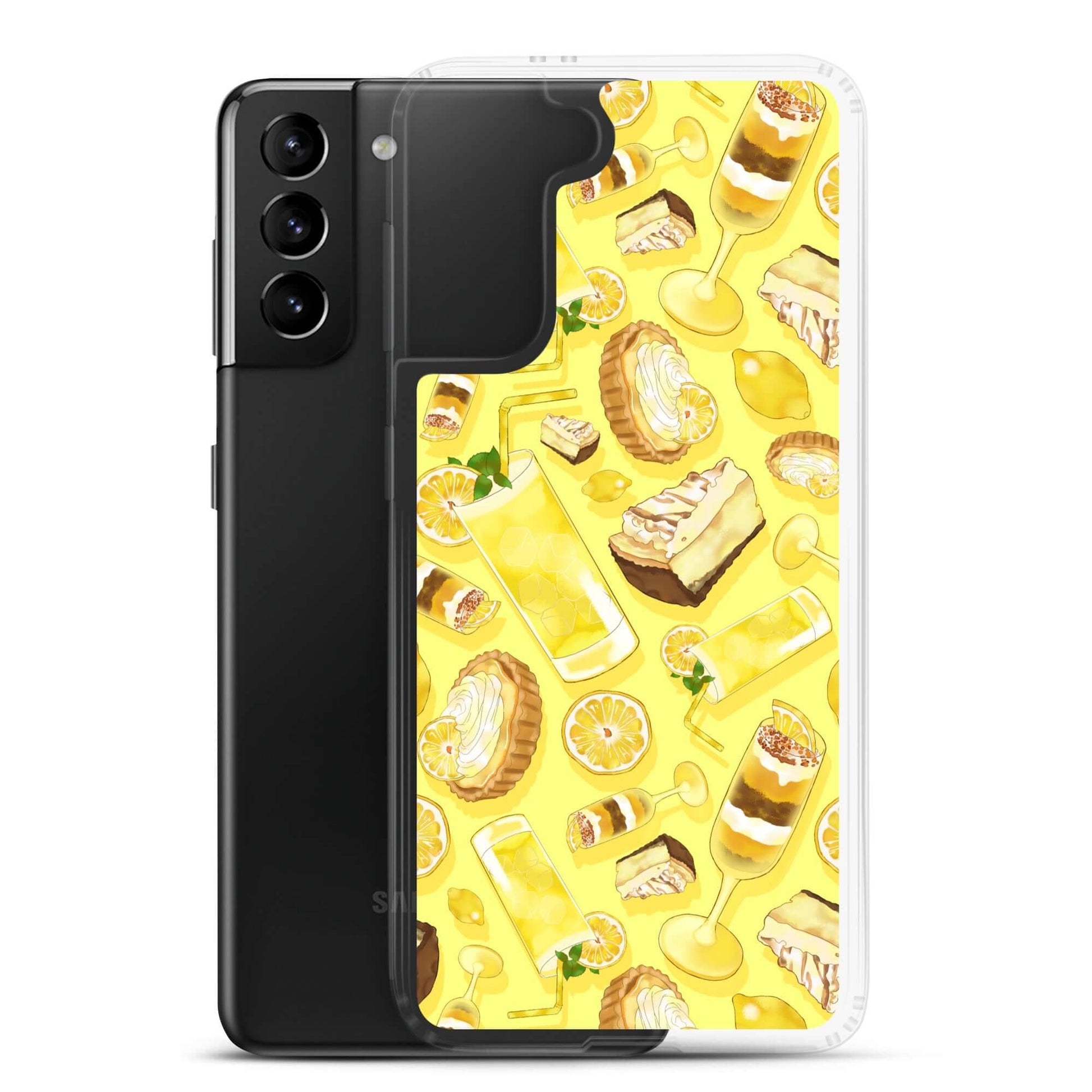 Sleek Lemon Samsung® Clear Case featuring a vibrant lemon design, adding style and protection for your phone.