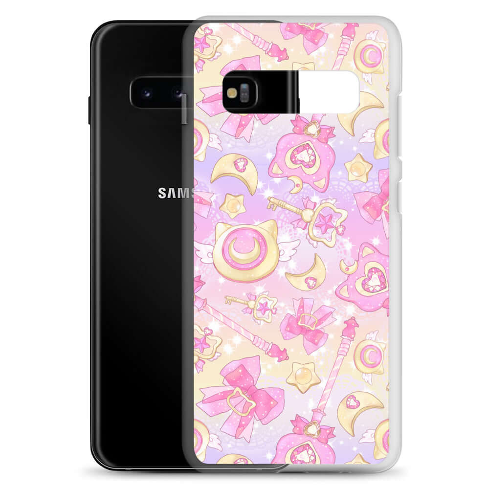 Stylish Magical Girl Samsung® Clear Case features cute designs, perfect for protecting your phone while showcasing your style.