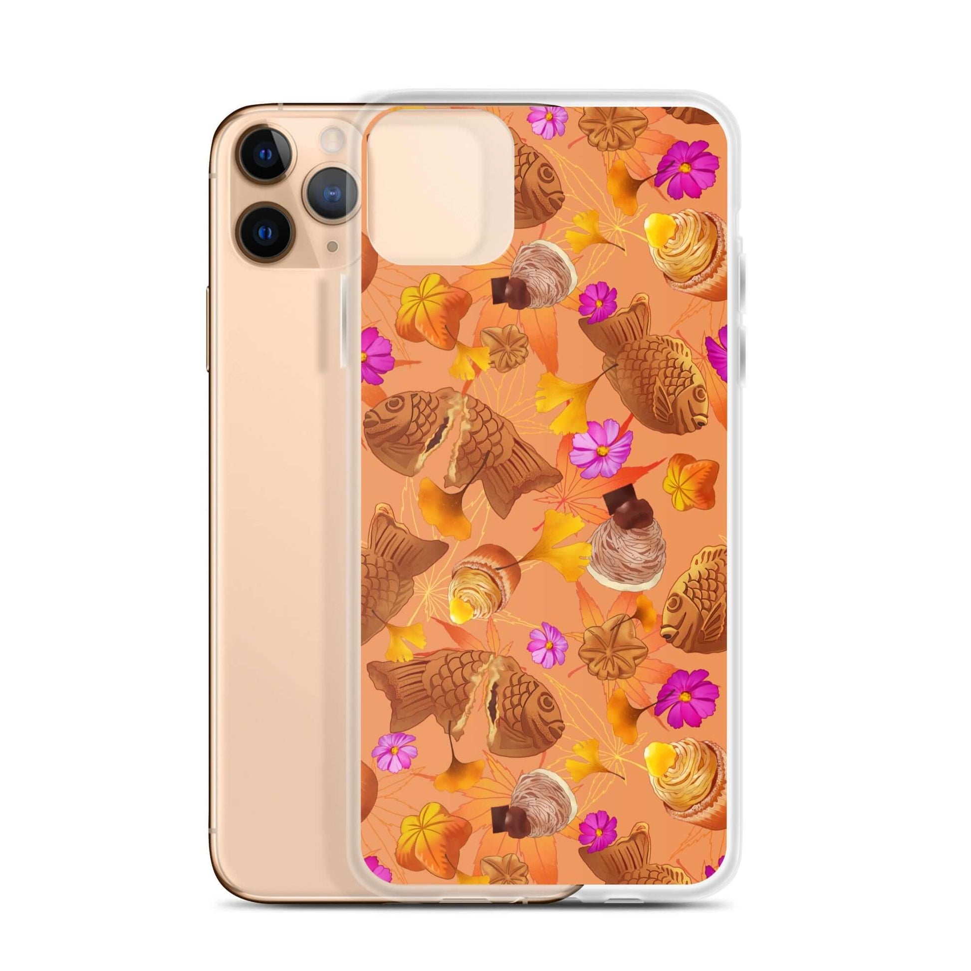 Stylish Momiji iPhone® Clear Case featuring a vibrant design, offering protection from scratches and dust.