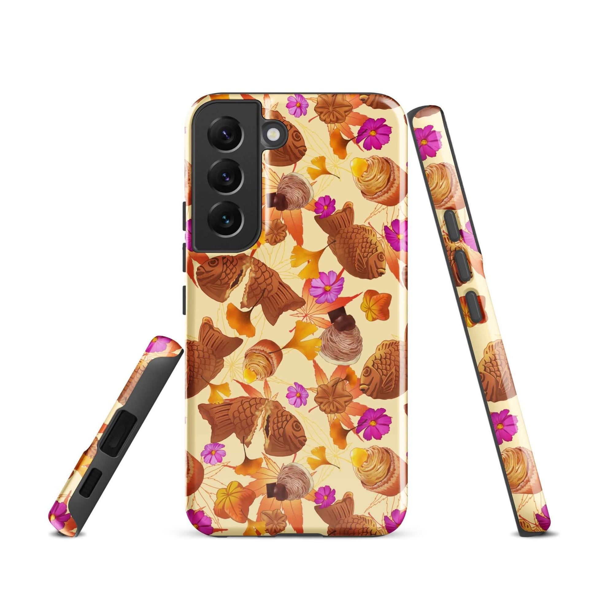 Colorful Momiji Samsung® Tough Case featuring artistic fish and flowers, combining style with superior phone protection.