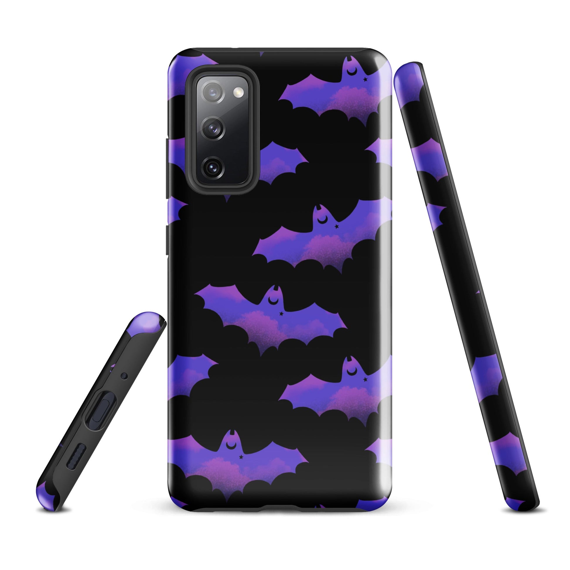 Stylish Morrigan Samsung® Tough Case featuring vibrant bat designs, offering durability and protection for your phone.