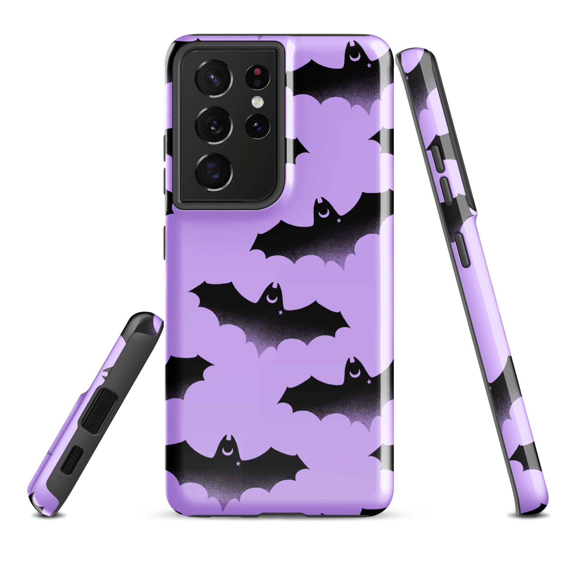Morrigan Samsung® Tough Case features a stylish bat design, providing impact resistance and sleek protection for your phone.