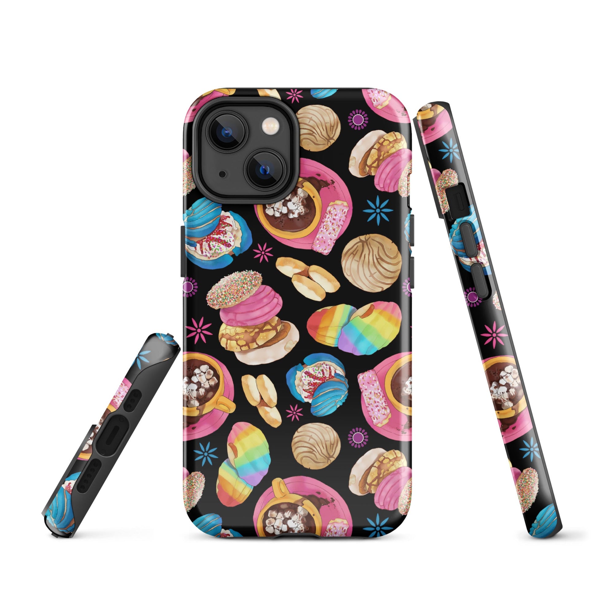 Colorful Pan Dulce iPhone® Tough Case featuring delicious pastries, designed for style and maximum protection.