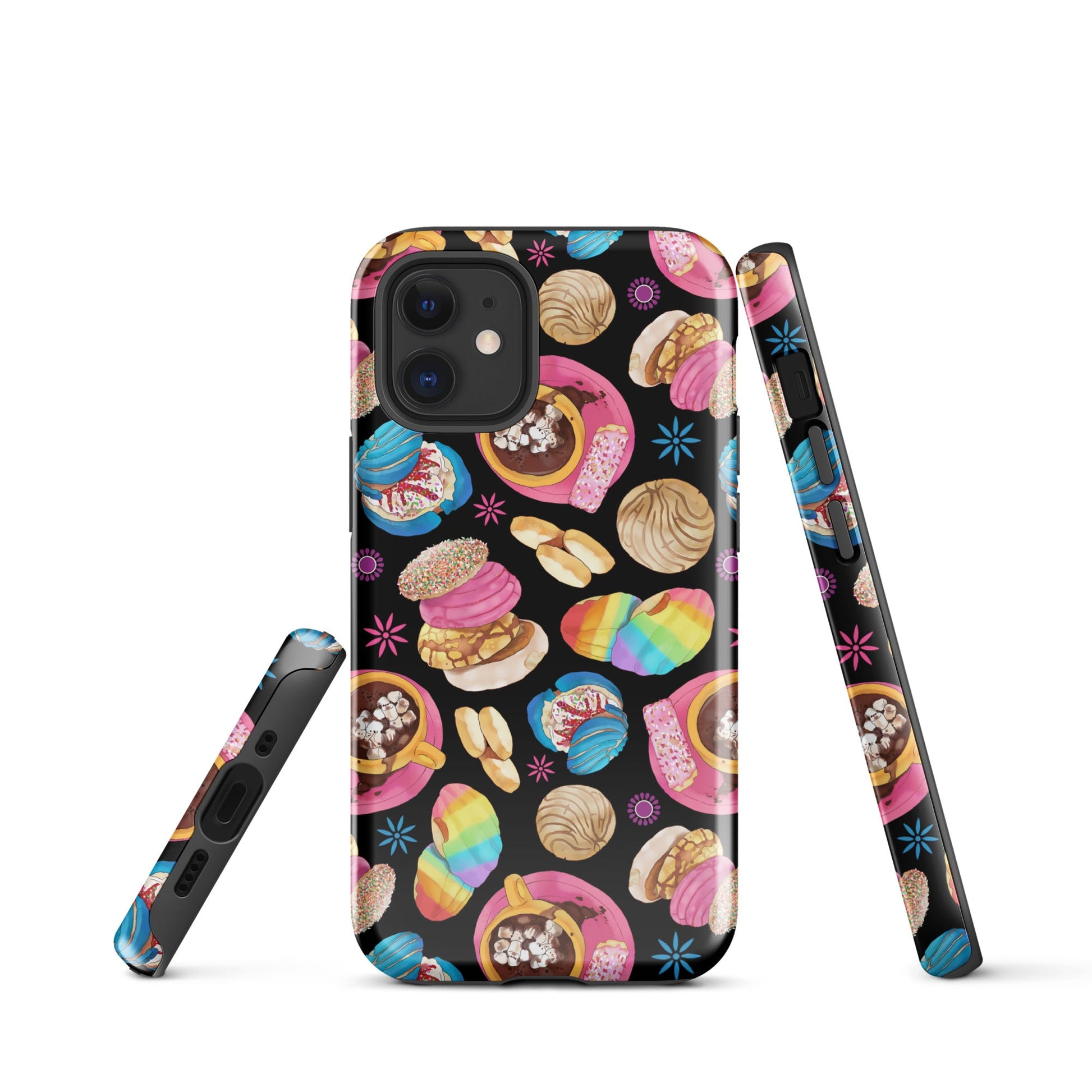 Colorful Pan Dulce iPhone® Tough Case featuring delicious pastries, designed for protection and style year-round.