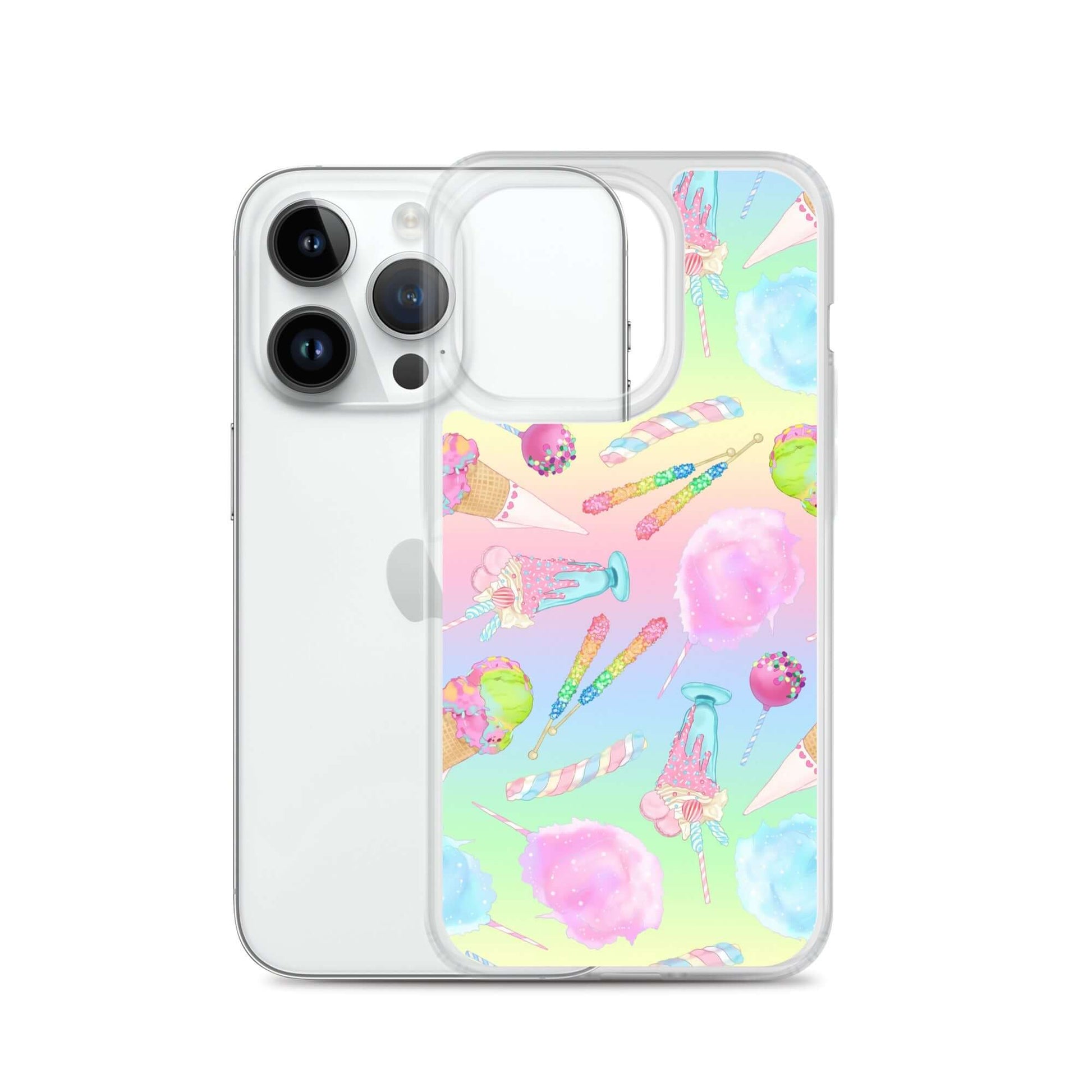 Colorful Rainbow Candy iPhone® Clear Case featuring a playful design, offering protection from scratches and dirt.