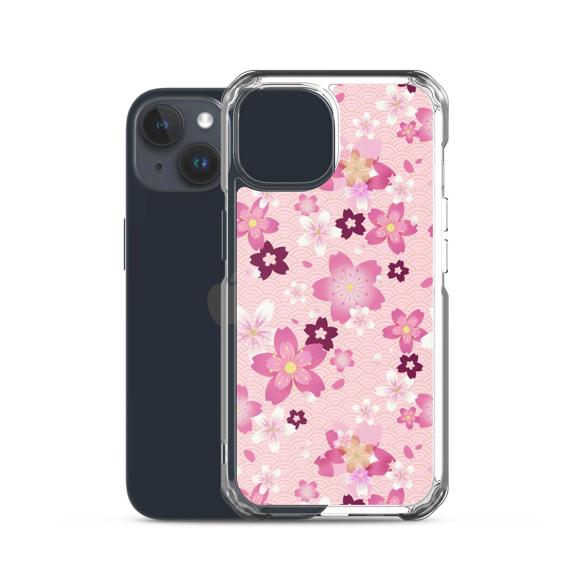 Sakura iPhone® Clear Case displays a floral design, offering stylish protection against scratches and dirt.