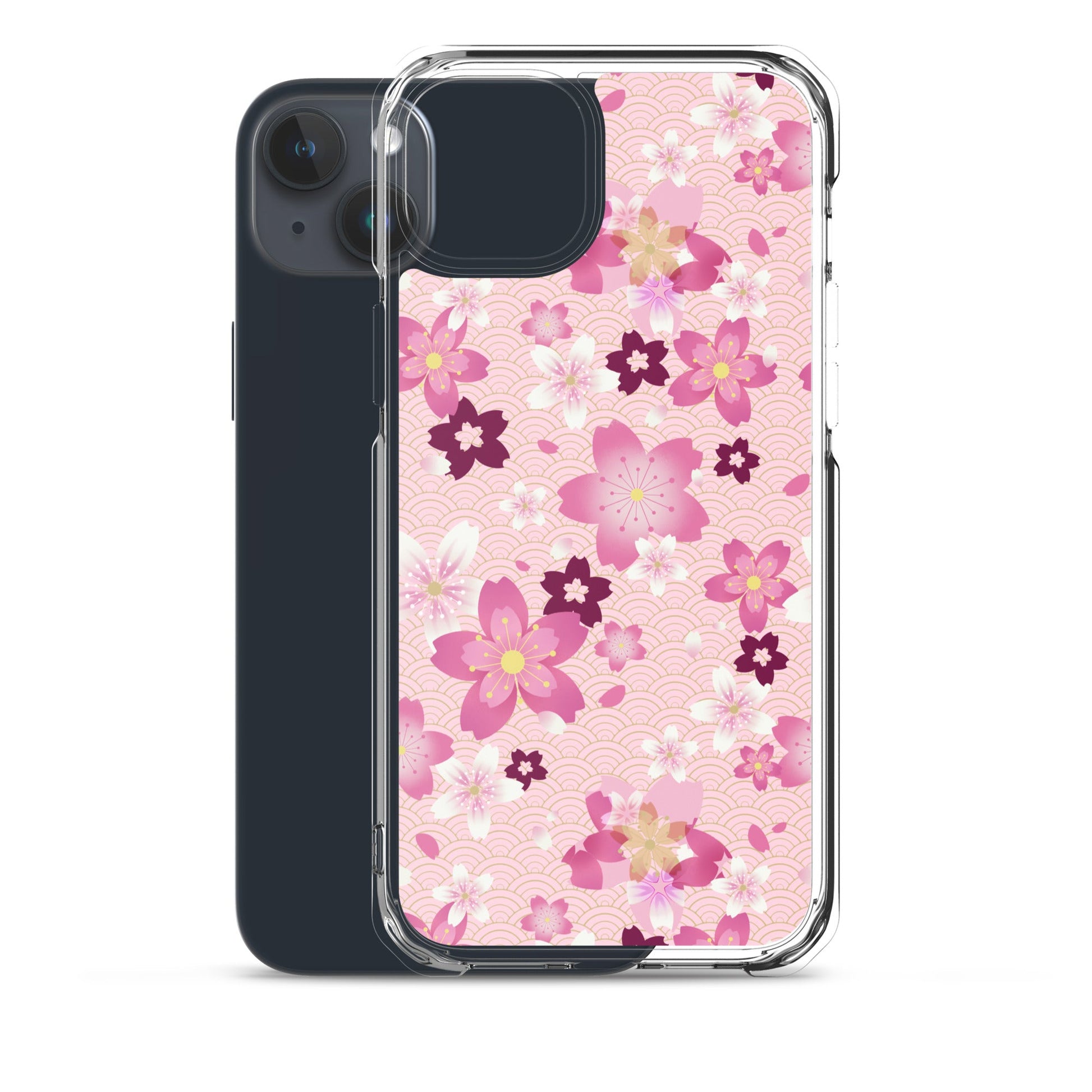 Sakura iPhone® Clear Case featuring a vibrant floral design, offering sleek protection against scratches and dirt.