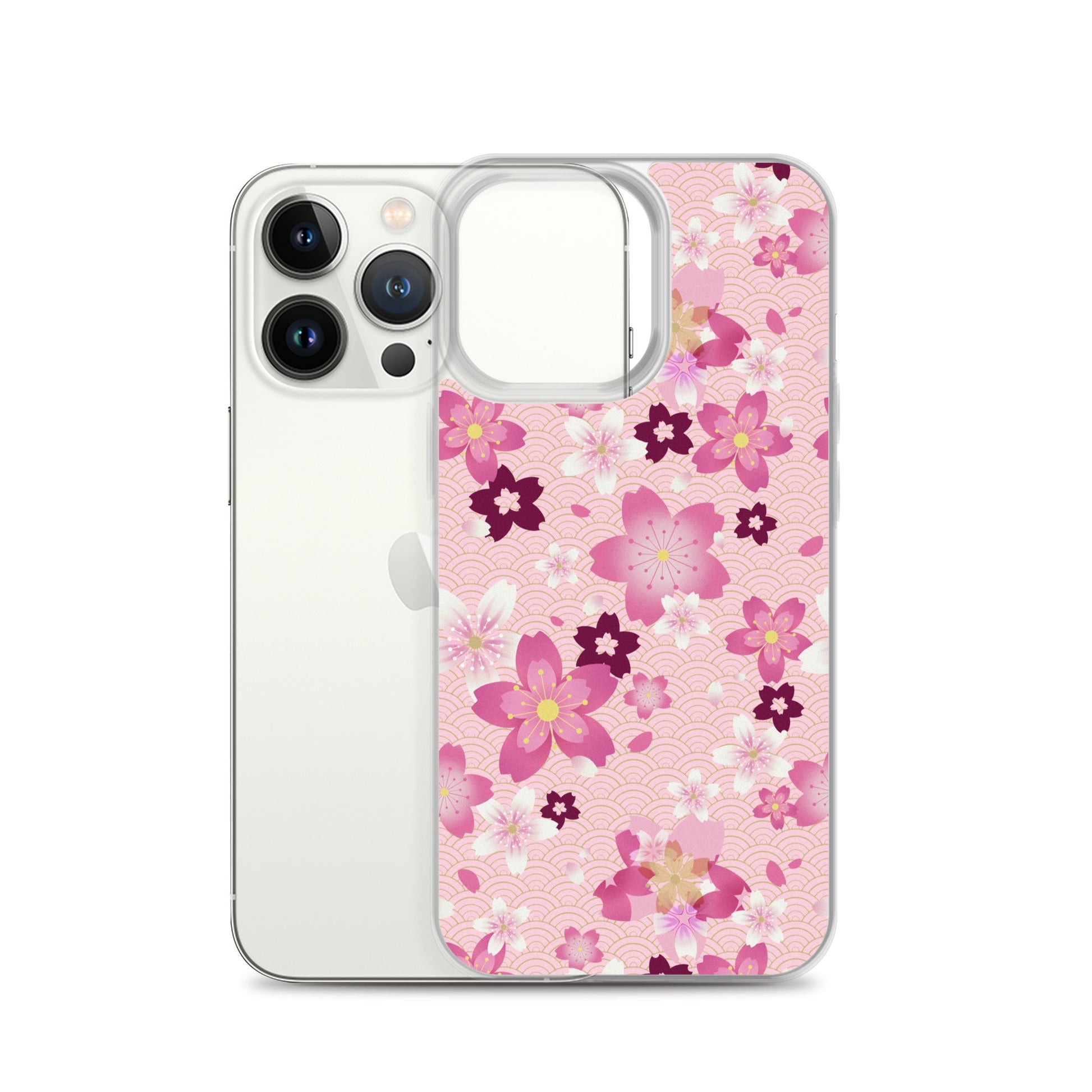 Stylish Sakura iPhone® Clear Case featuring floral design, protects against scratches and dirt, perfect for daily use.