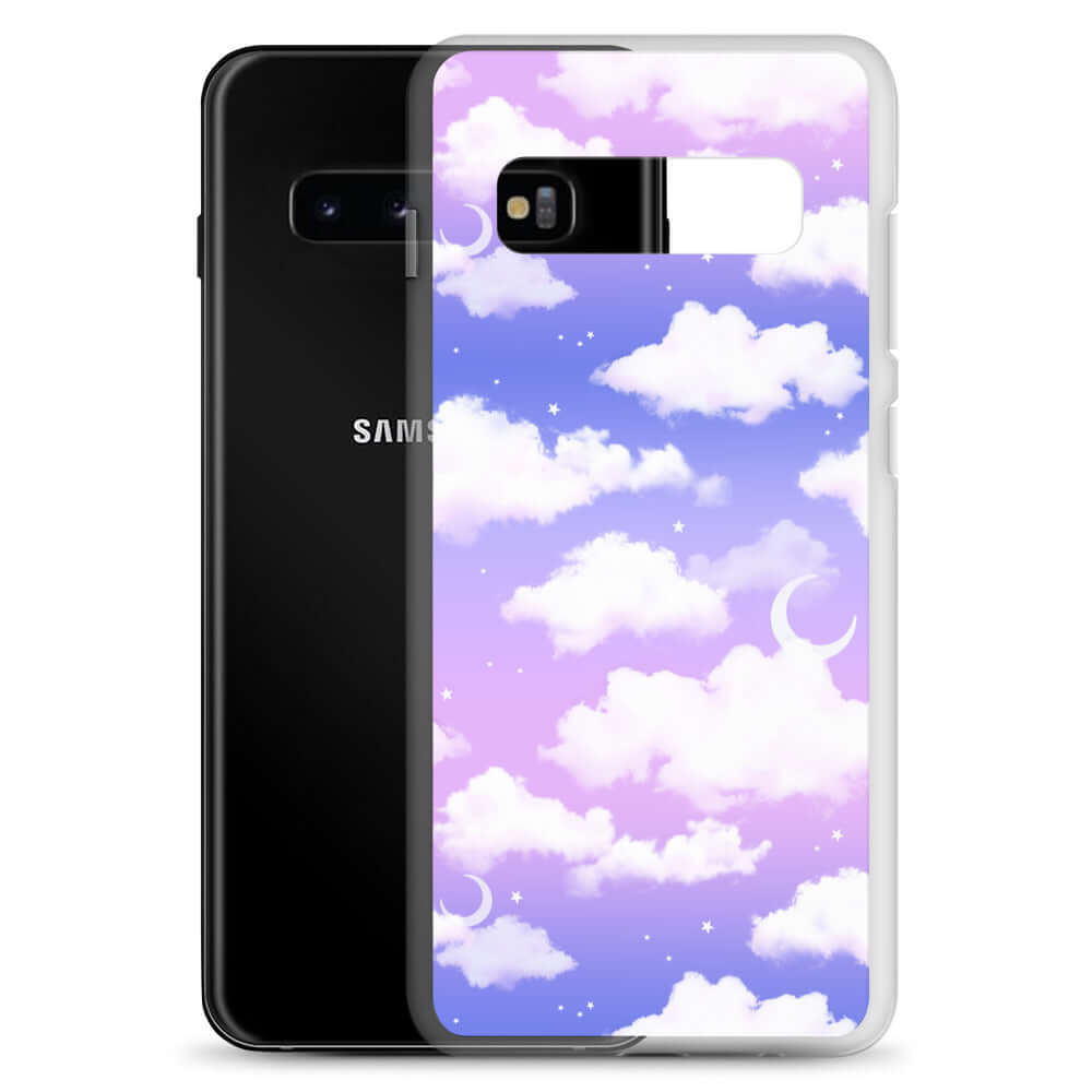 Cloudy Sky Samsung® Clear Case showcases a dreamy purple gradient design, protecting your phone stylishly.
