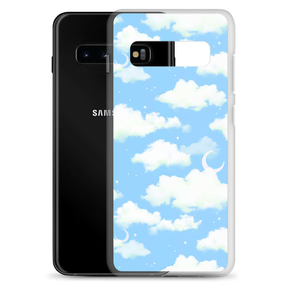 Cloudy Sky Samsung® Clear Case showcases a dreamy blue cloud design, adding charm and protection to your phone.