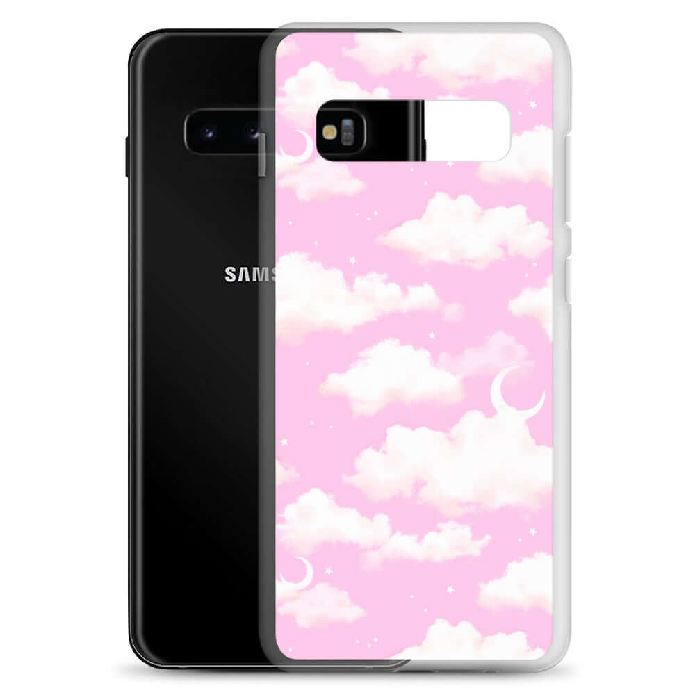Cloudy Sky Samsung® Clear Case showcases dreamy pink clouds, adding style while protecting your phone from damage.