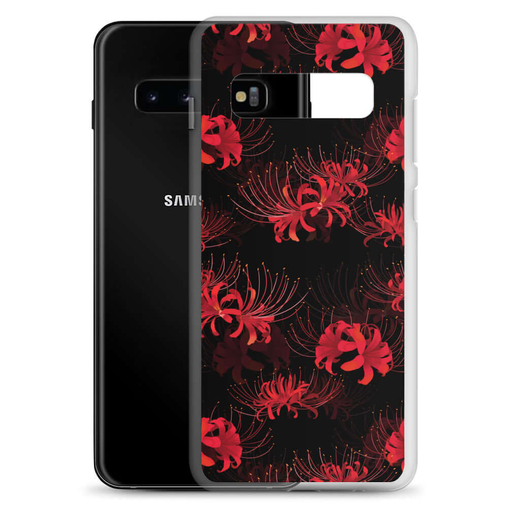 Higanbana Samsung® Clear Case showcasing vibrant floral design, perfect for style and protection on your Samsung device.