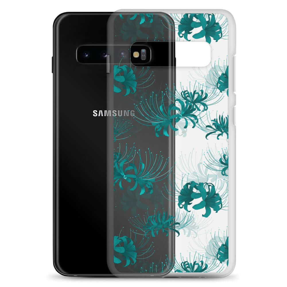 Stylish Higanbana Samsung® Clear Case showcasing a floral design, perfect for protecting your Galaxy S10 in style.