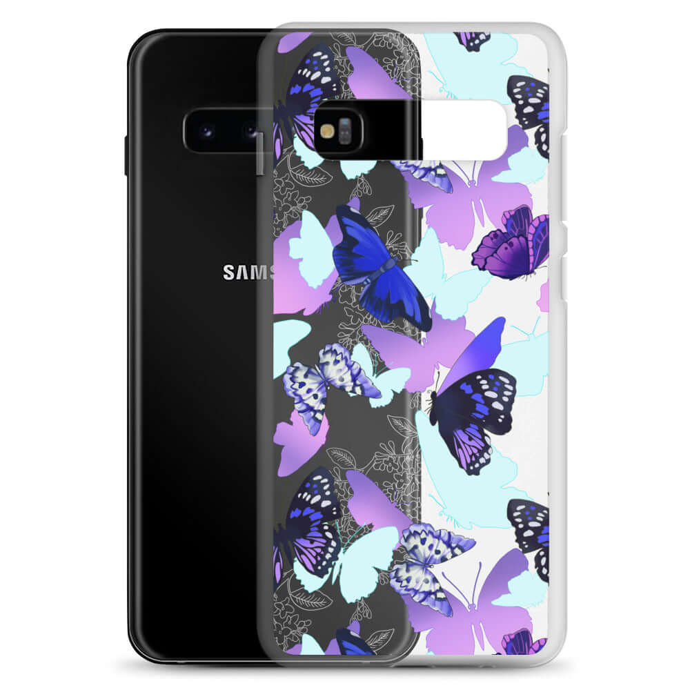 Colorful Butterfly Samsung® Clear Case showcases vibrant butterfly prints, perfect for protecting your phone stylishly.