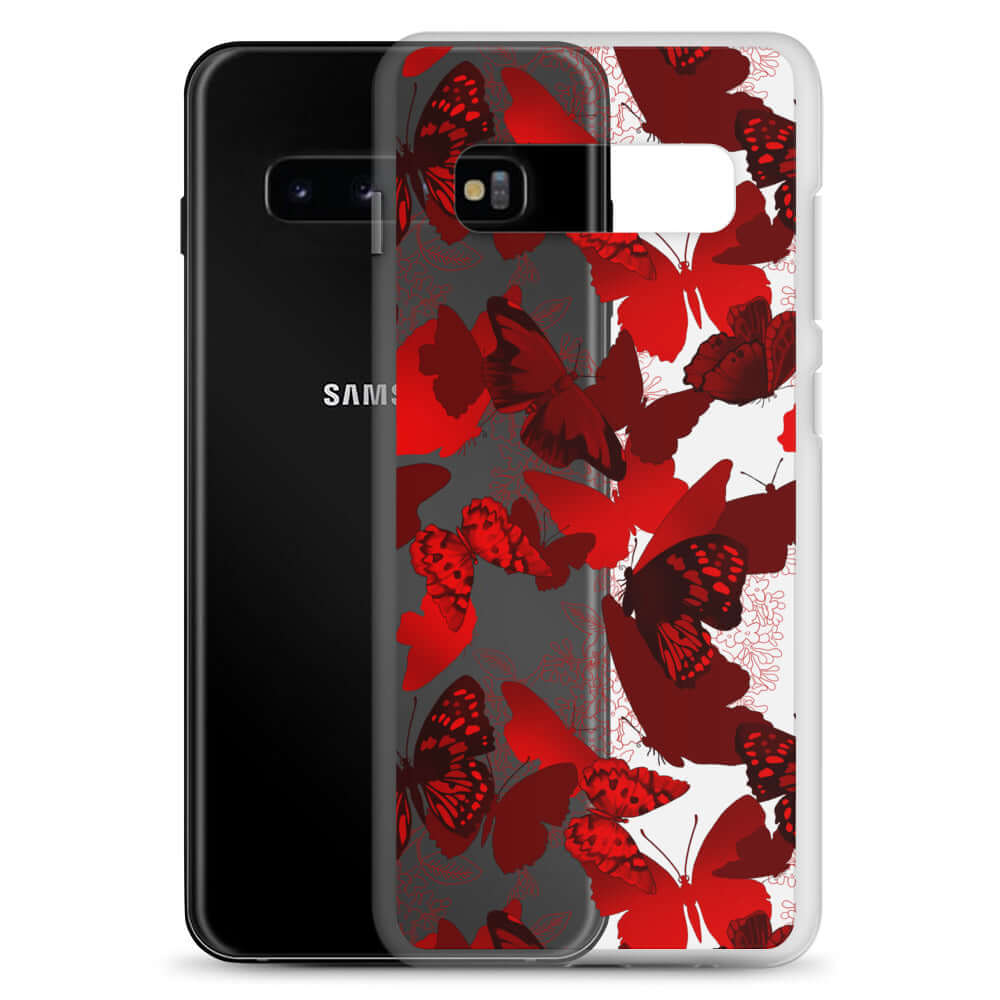 Vibrant Butterfly Samsung® Clear Case showcasing a colorful butterfly design, perfect for protecting your phone.