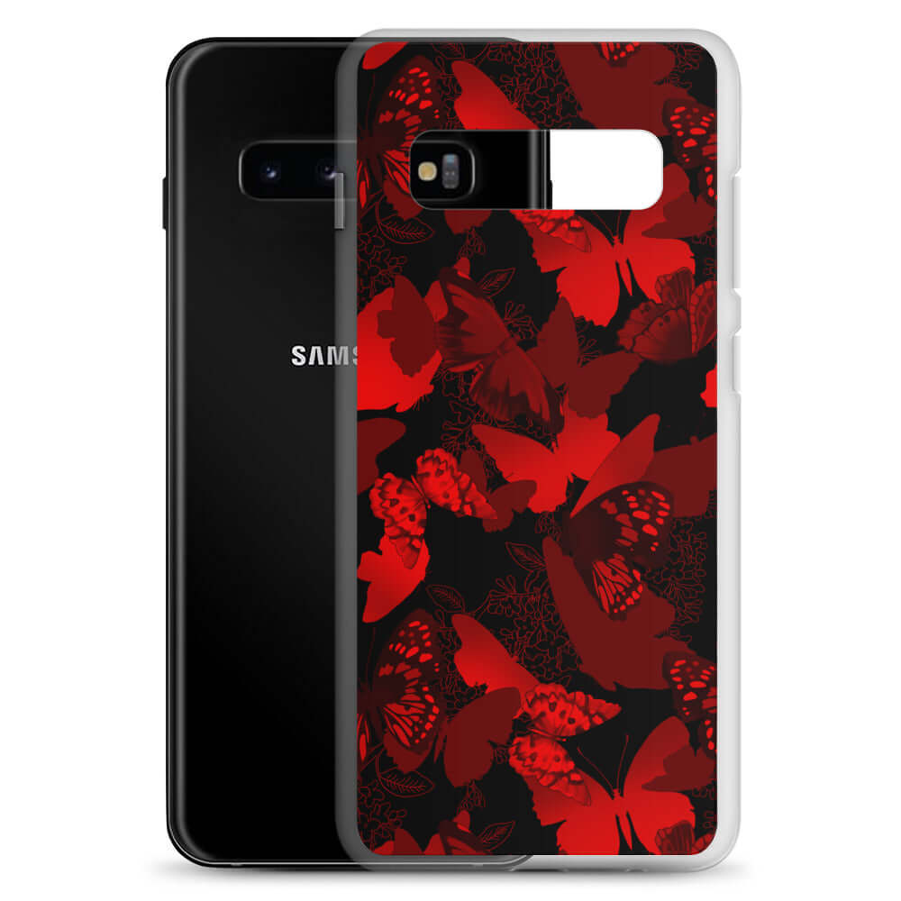 Butterfly Samsung® Clear Case showcases vibrant butterfly design, perfect for accessorizing and protecting your phone.