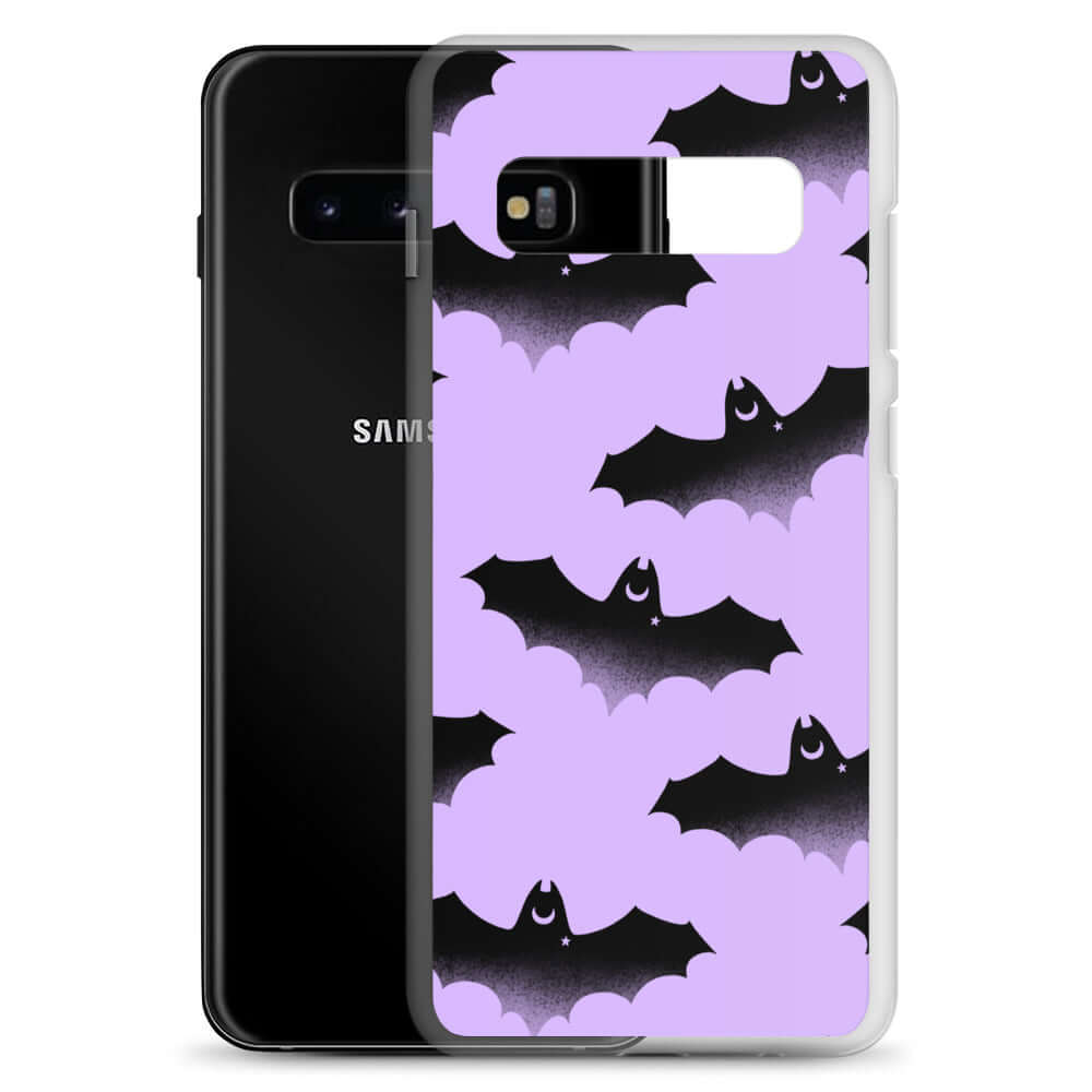 Morrigan Samsung® Clear Case featuring cute bats, offering protection from scratches and dirt for your Galaxy S10.