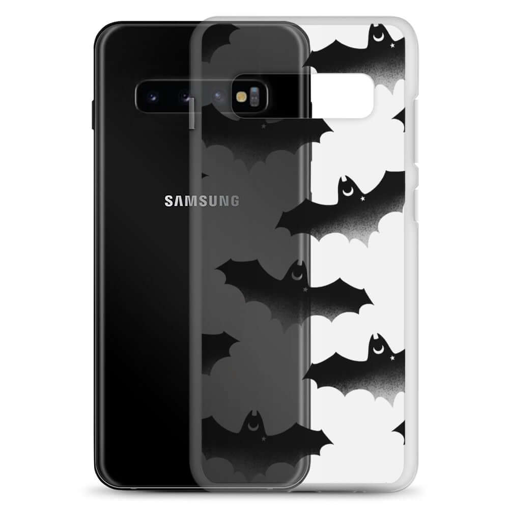 Aensland Samsung® Clear Case featuring playful bat design, protecting your phone in style and safety.