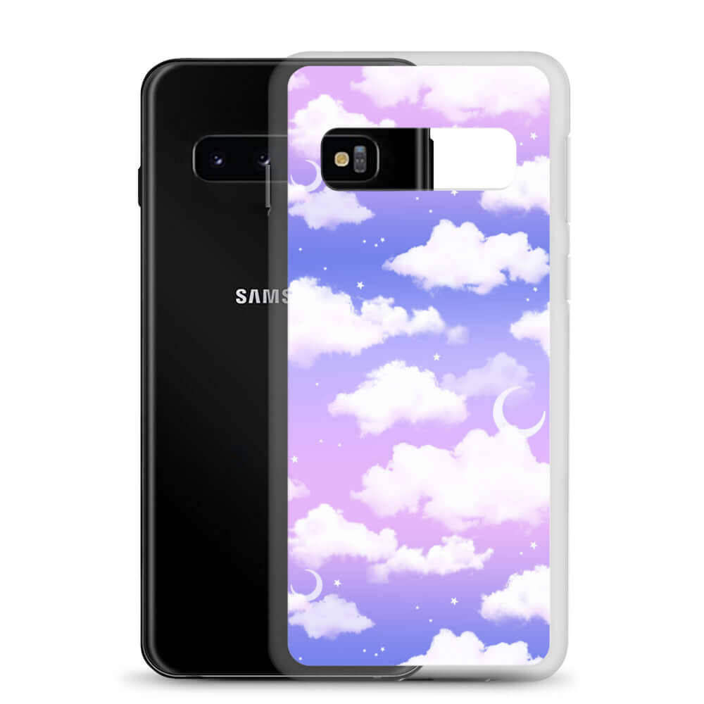 Cloudy Sky Samsung® Clear Case showcases a dreamy purple gradient design, protecting your phone stylishly.