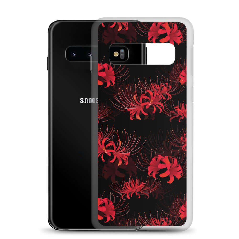 Stylish Higanbana Samsung® Clear Case featuring a floral design, perfect for protecting your device in style.