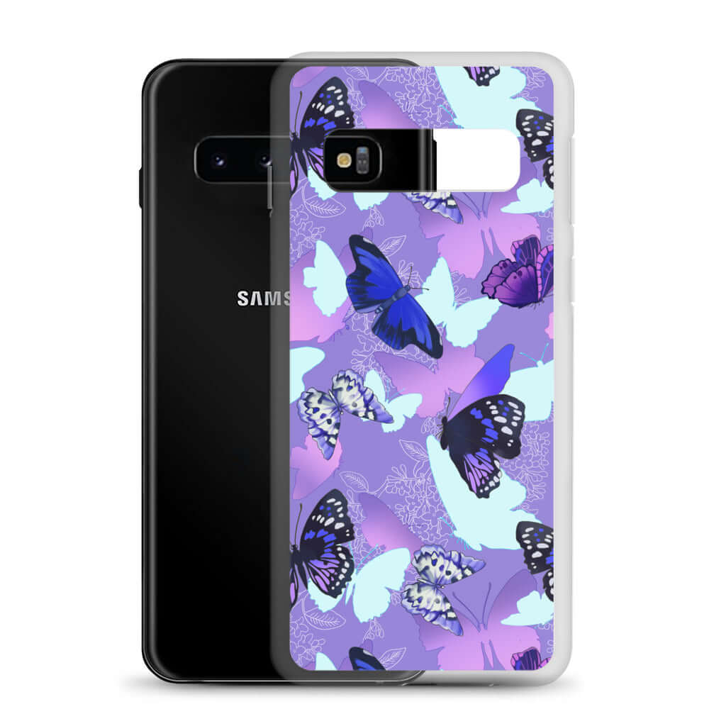 Colorful Butterfly Samsung® Clear Case showcasing vibrant butterfly designs, perfect for personalizing your phone.