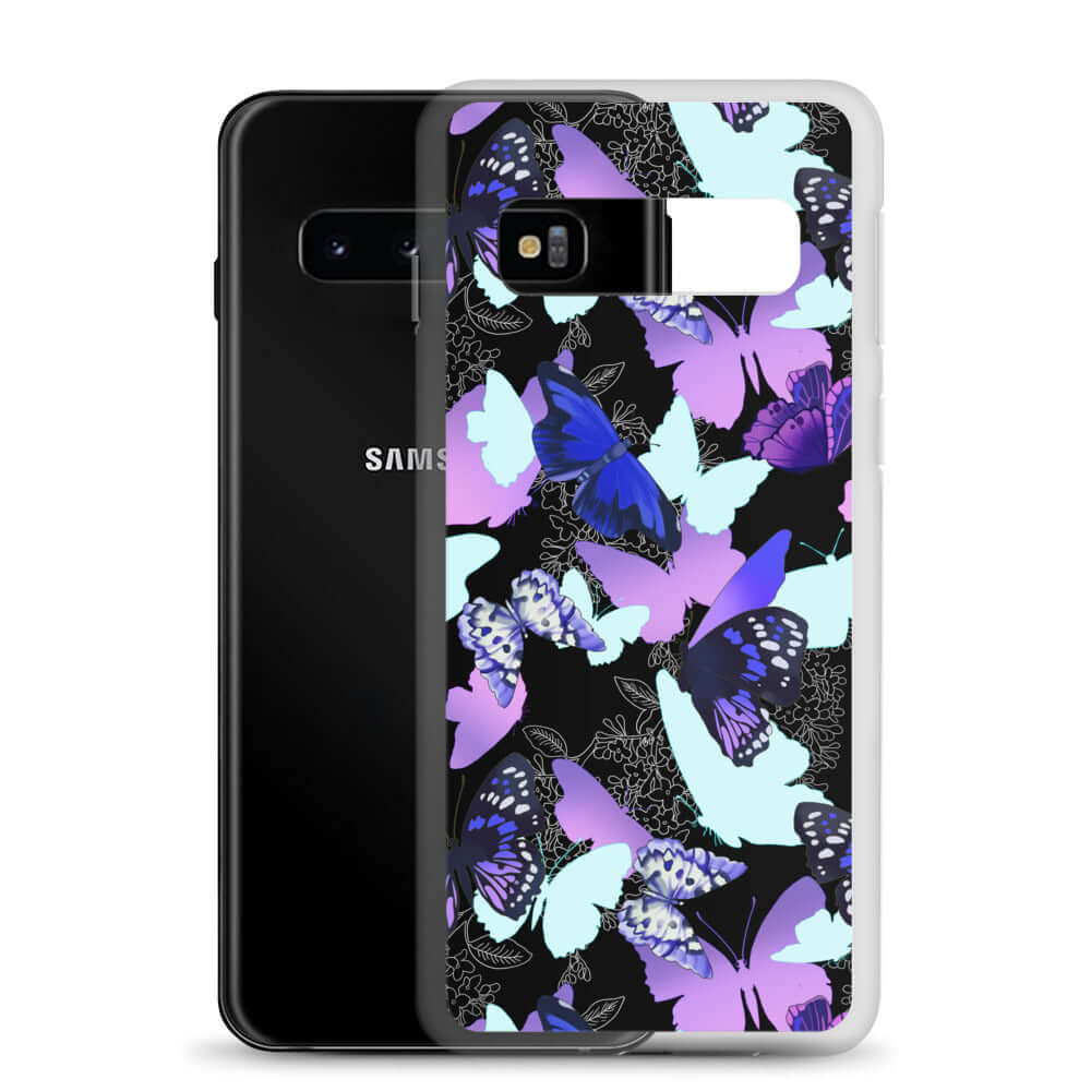 Colorful Butterfly Samsung® Clear Case featuring vibrant butterfly prints, perfect for protecting your phone in style.