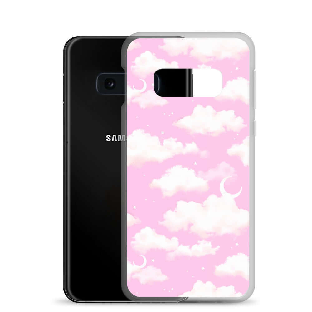 Cloudy Sky Samsung® Clear Case showcases dreamy pink clouds, adding style and protection for your phone.