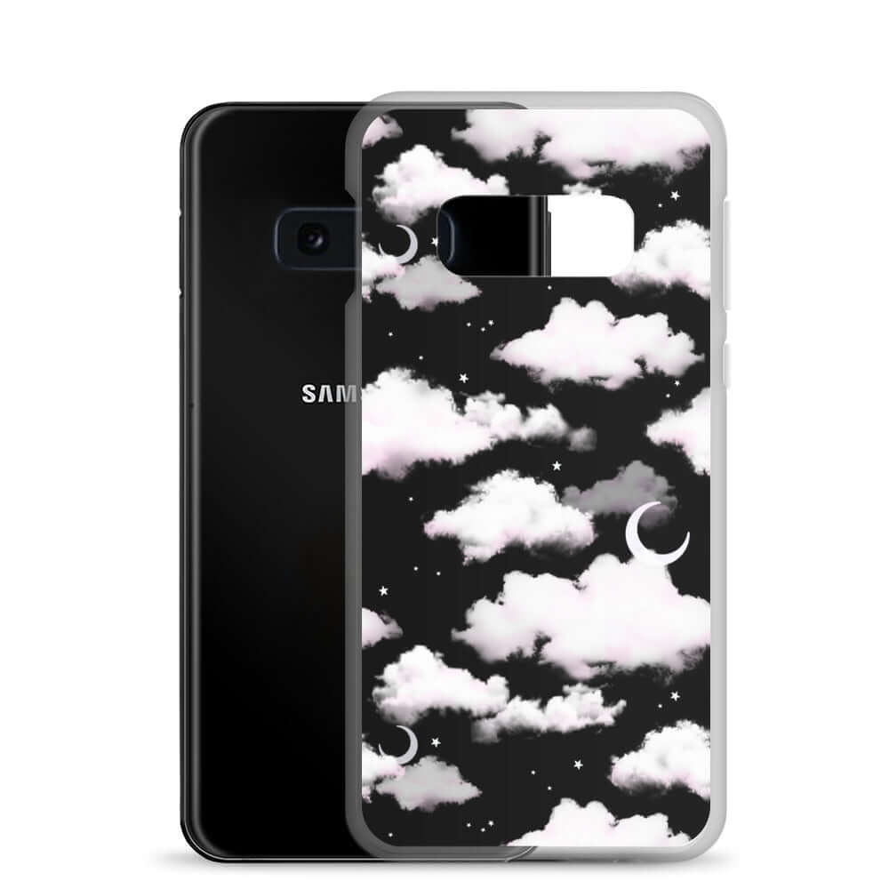 Cloudy Sky Samsung® Clear Case showcases dreamy cloud patterns, offering stylish protection for your phone.