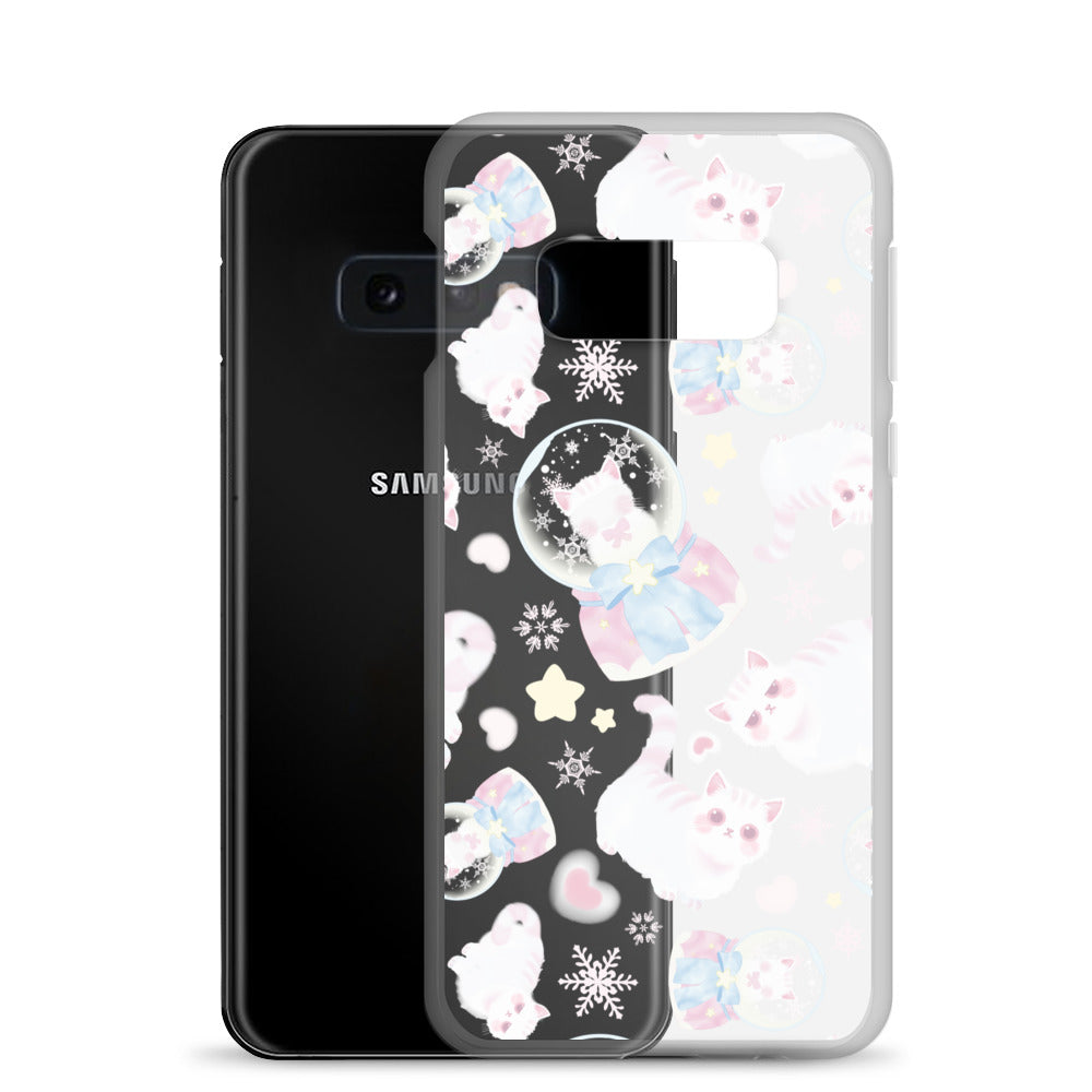 Snow Kitten Samsung® Clear Case features cute kittens, perfect for protecting your phone while adding a playful touch.