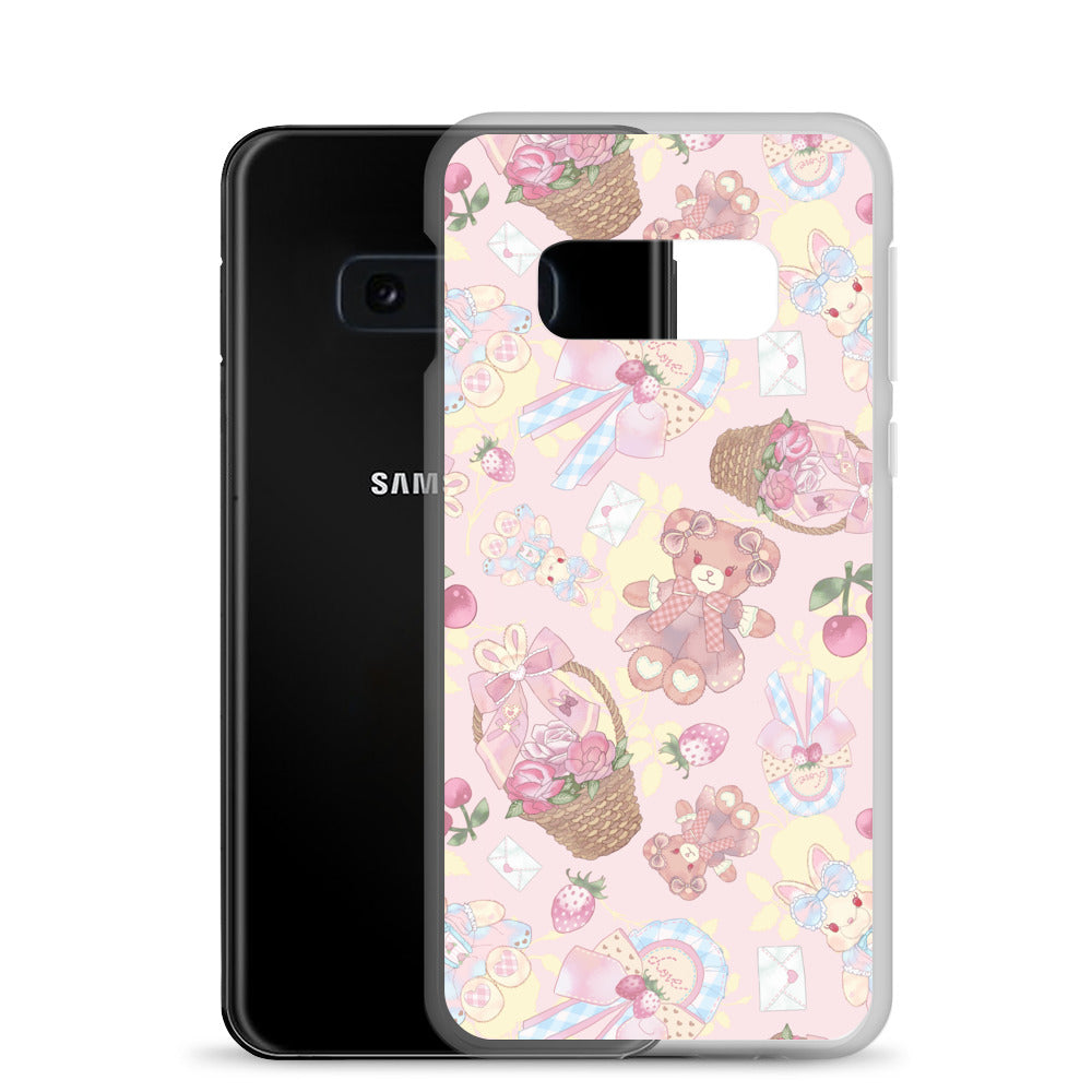 Stylish Sweet Teddy Samsung® Clear Case showcasing vibrant designs, perfect for feminine phone protection and style.