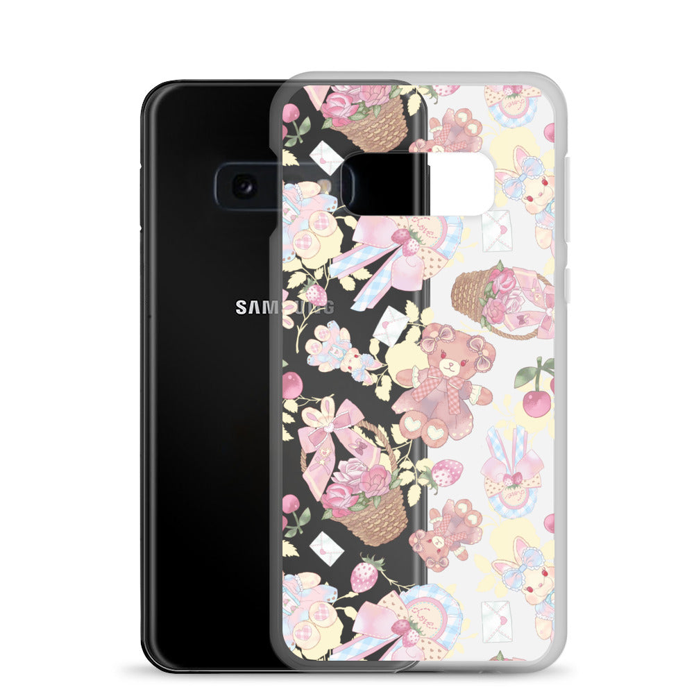 Stylish Sweet Teddy Samsung® Clear Case showcasing vibrant designs, perfect for feminine flair and phone protection.