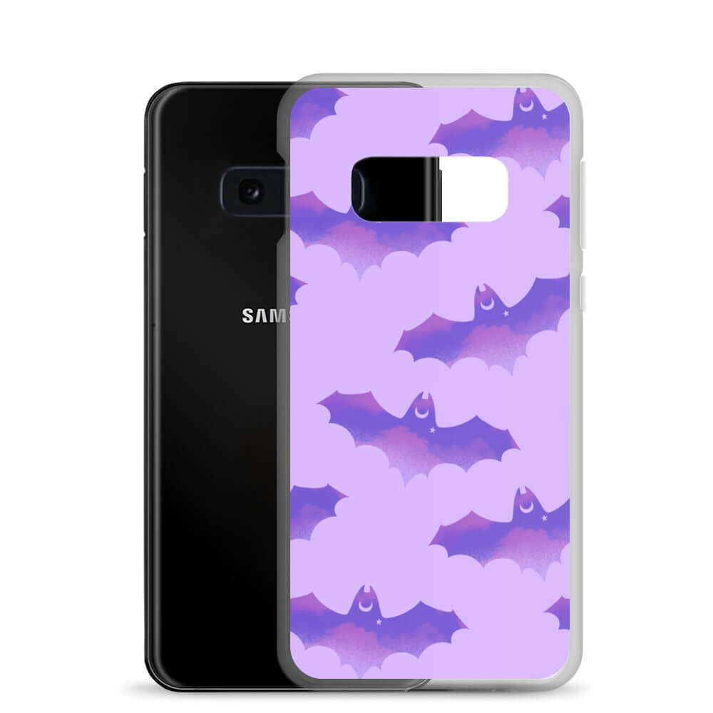 Stylish Morrigan Samsung® Clear Case featuring adorable bats, perfect for protecting your phone while showing personality.