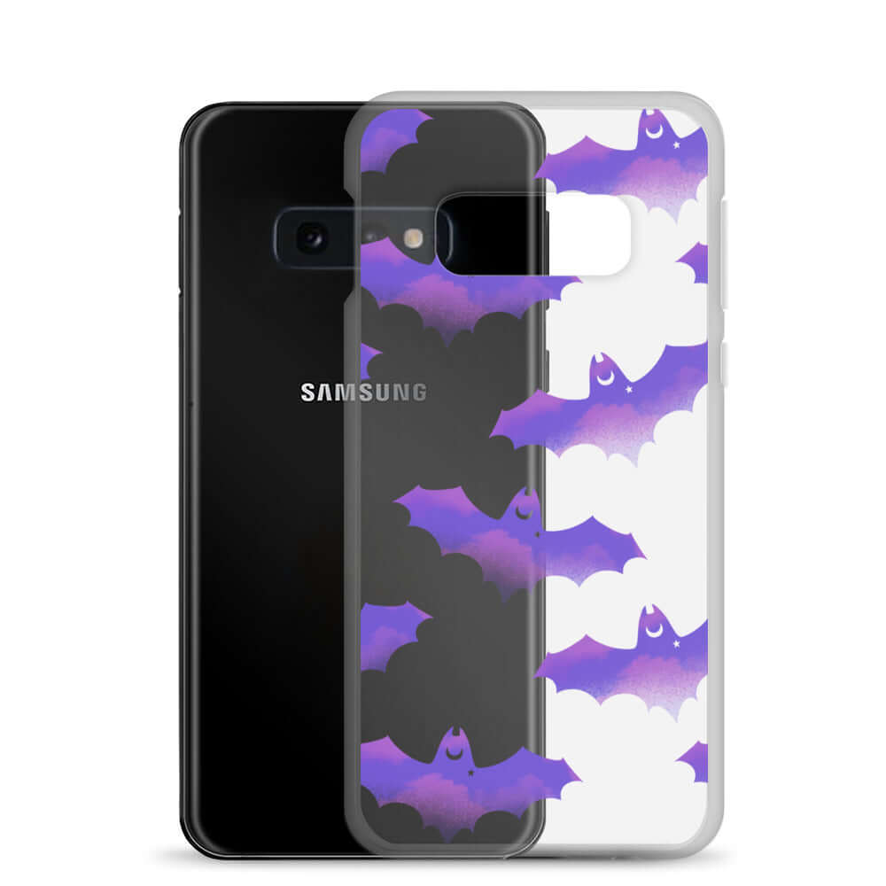 Protect your phone in style with the Morrigan Samsung® Clear Case featuring a playful bat design. Perfect for any season!