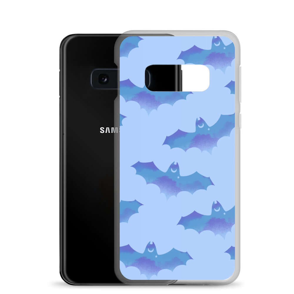 Sleek Lilith Samsung® Clear Case featuring playful bats, perfect for protecting your phone in style.