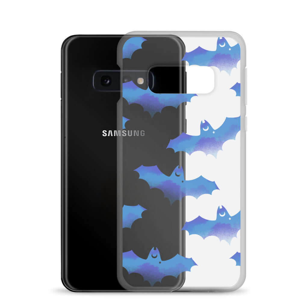 Stylish Lilith Samsung® Clear Case featuring colorful bats, perfect for protecting your phone while showcasing your style.