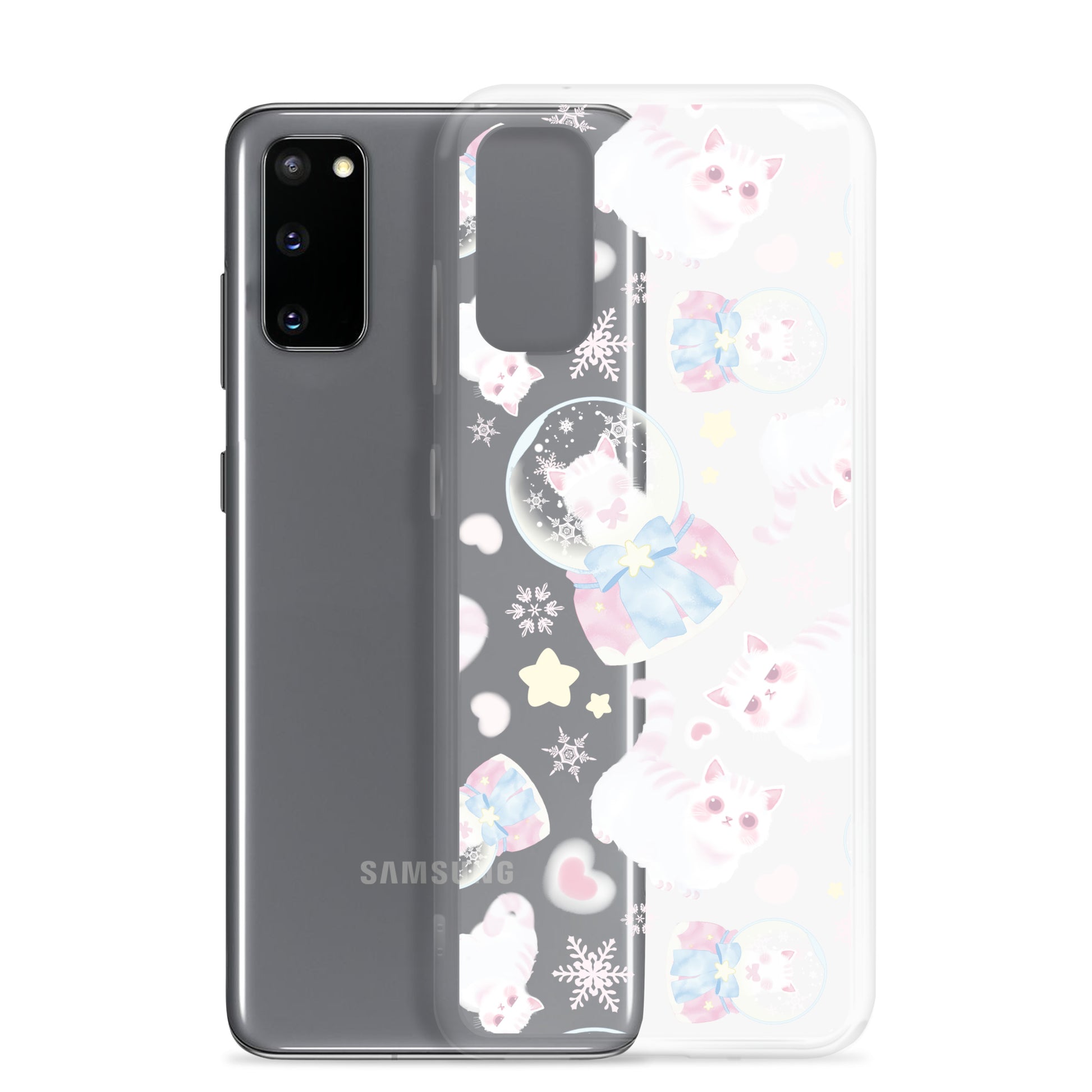 Protect your phone in style with the Snow Kitten Samsung® Clear Case featuring adorable kittens and pastel designs.