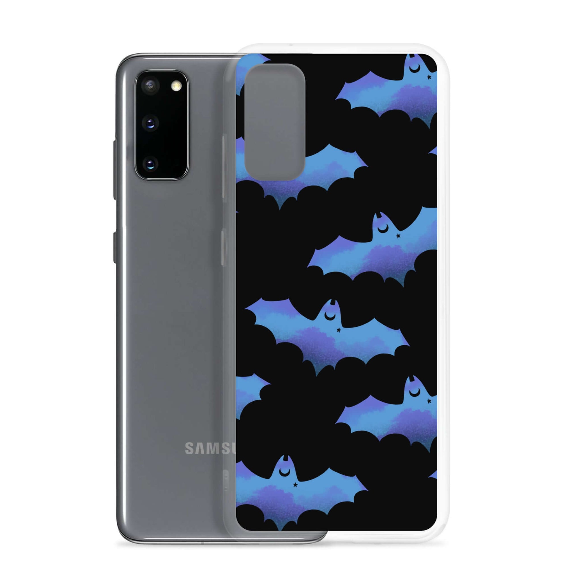 Protect your phone with the stylish Lilith Samsung® Clear Case featuring vibrant bats against a dark background.
