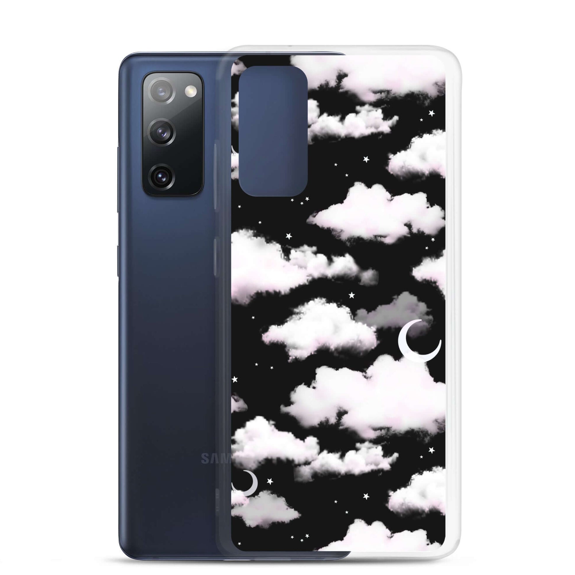 Protect your phone stylishly with the Cloudy Sky Samsung® Clear Case featuring dreamy cloud designs.