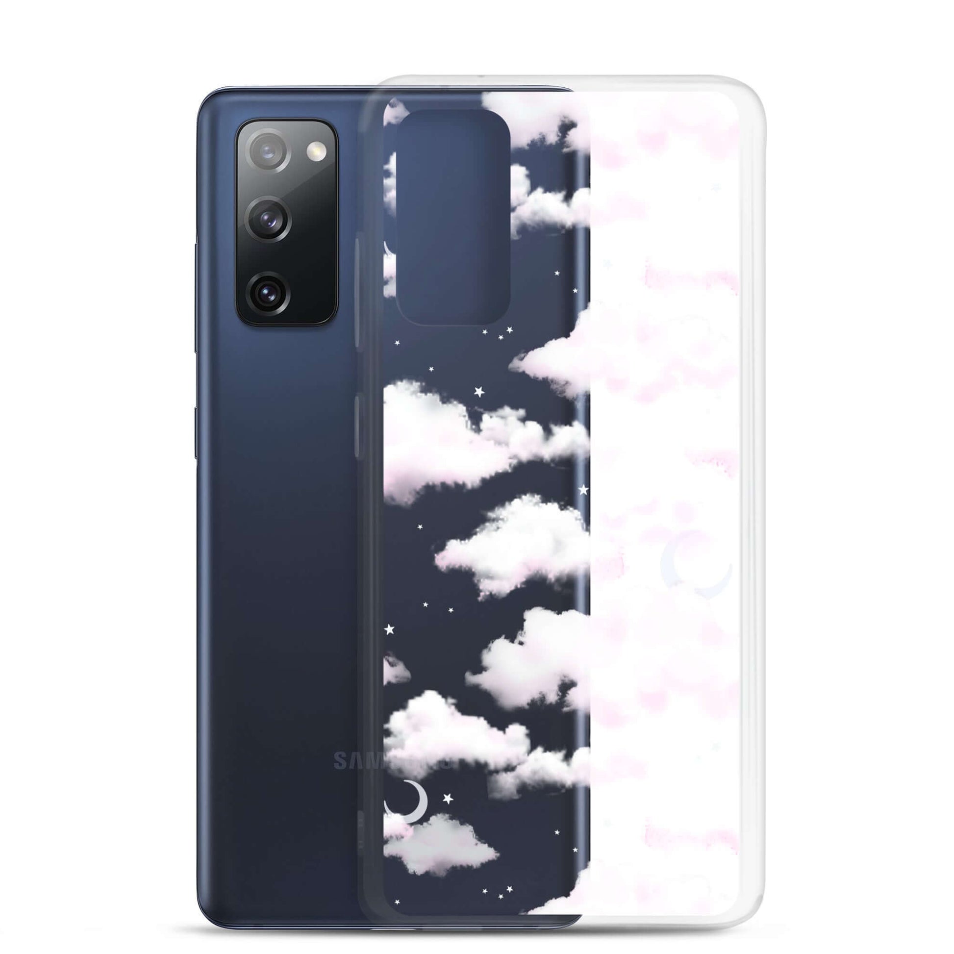 Protect your phone with the stylish Cloudy Sky Samsung® Clear Case, featuring dreamy clouds and a sleek design.
