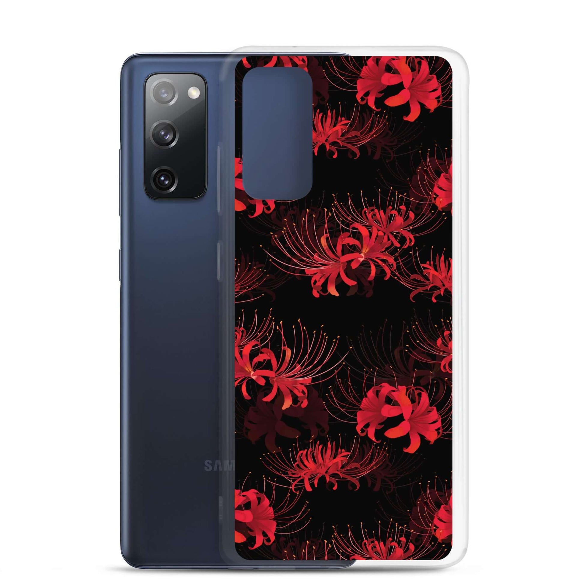 Stylish Higanbana Samsung® Clear Case with vibrant design, protecting your phone while adding a mysterious flair.