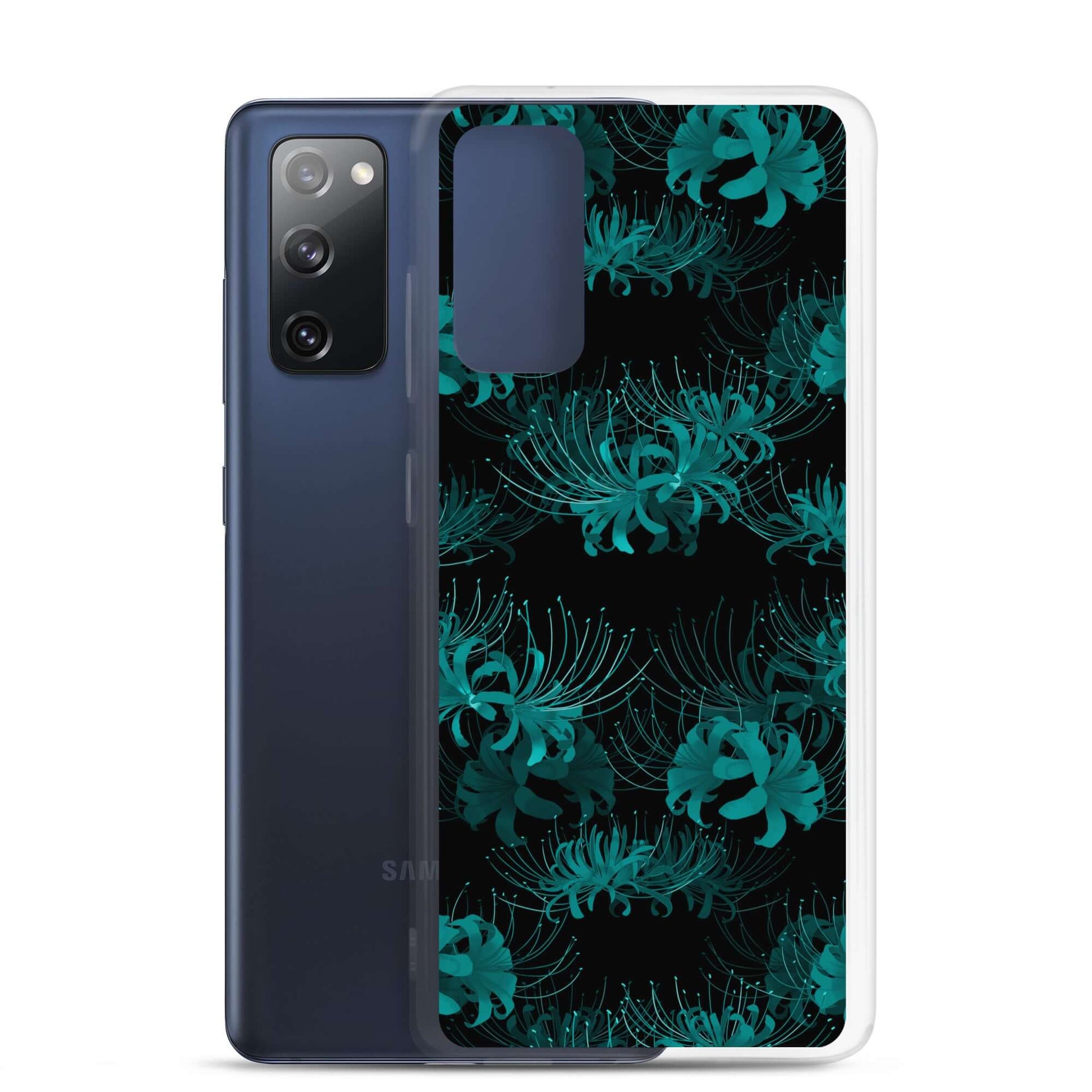 Higanbana Samsung® Clear Case showcases a striking floral design, offering stylish protection for your device.
