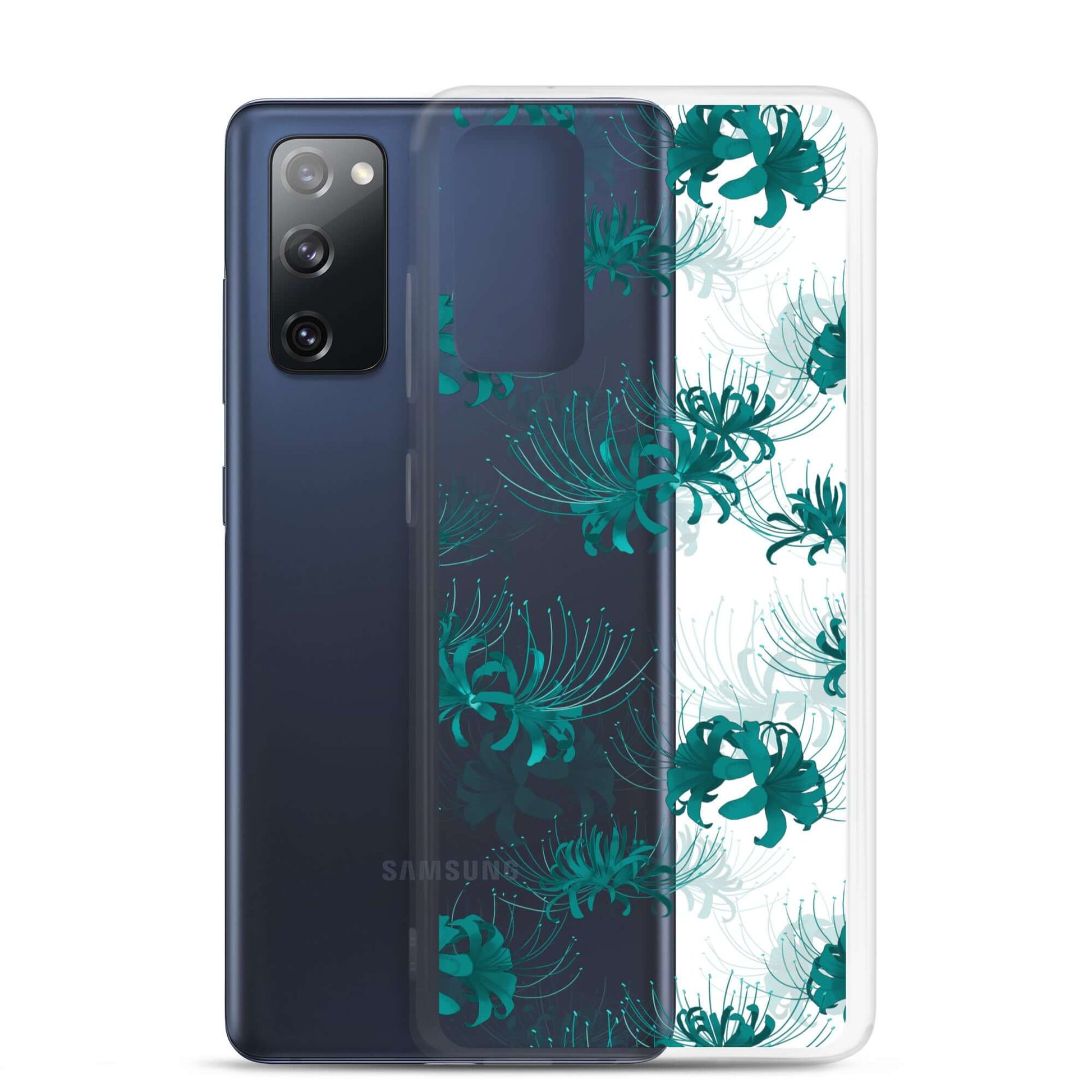 Stylish Higanbana Samsung® Clear Case featuring unique floral design, perfect for protecting your device in style.