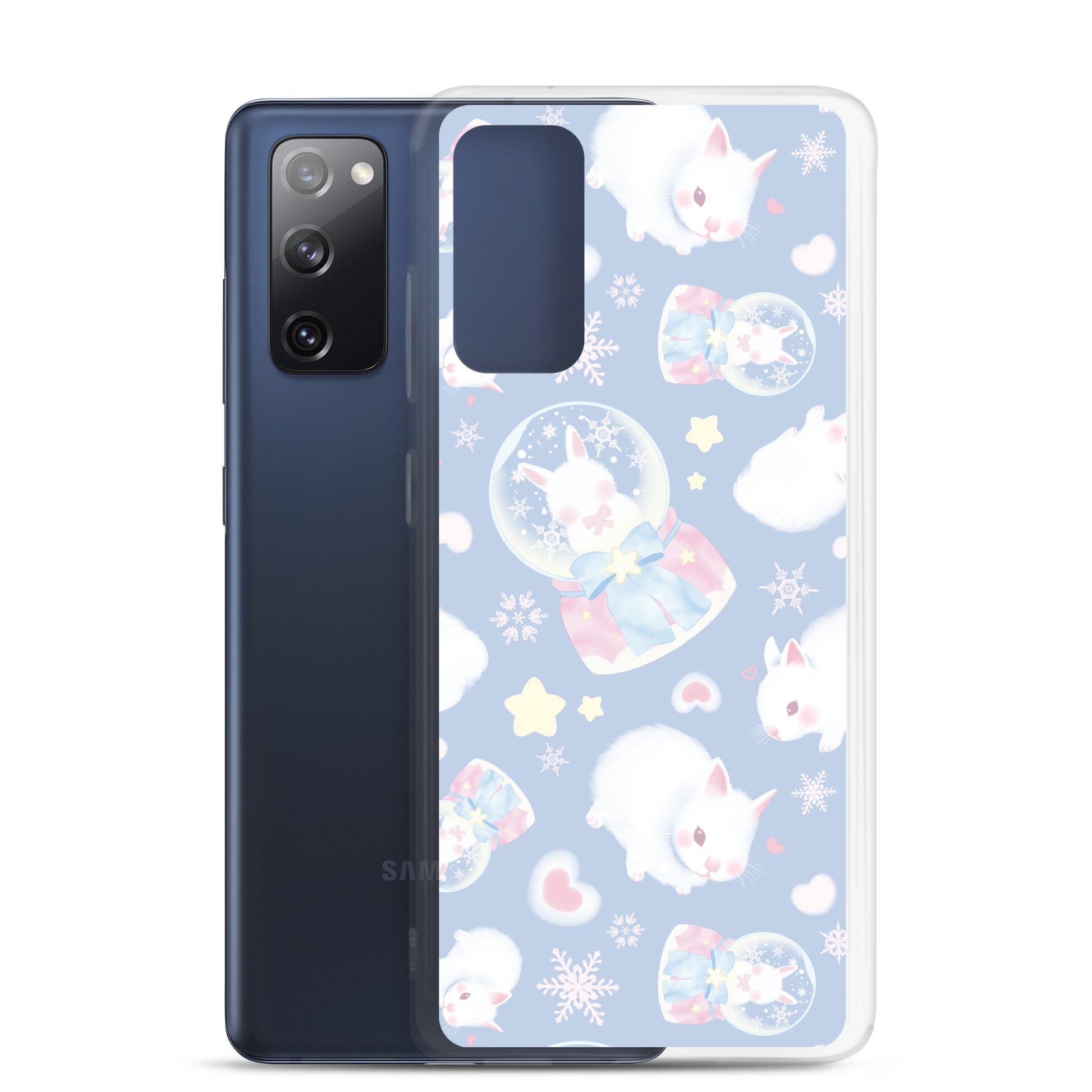 Sleek Snow Bunny Samsung® Clear Case with adorable bunnies, perfect for a feminine pastel style and phone protection.