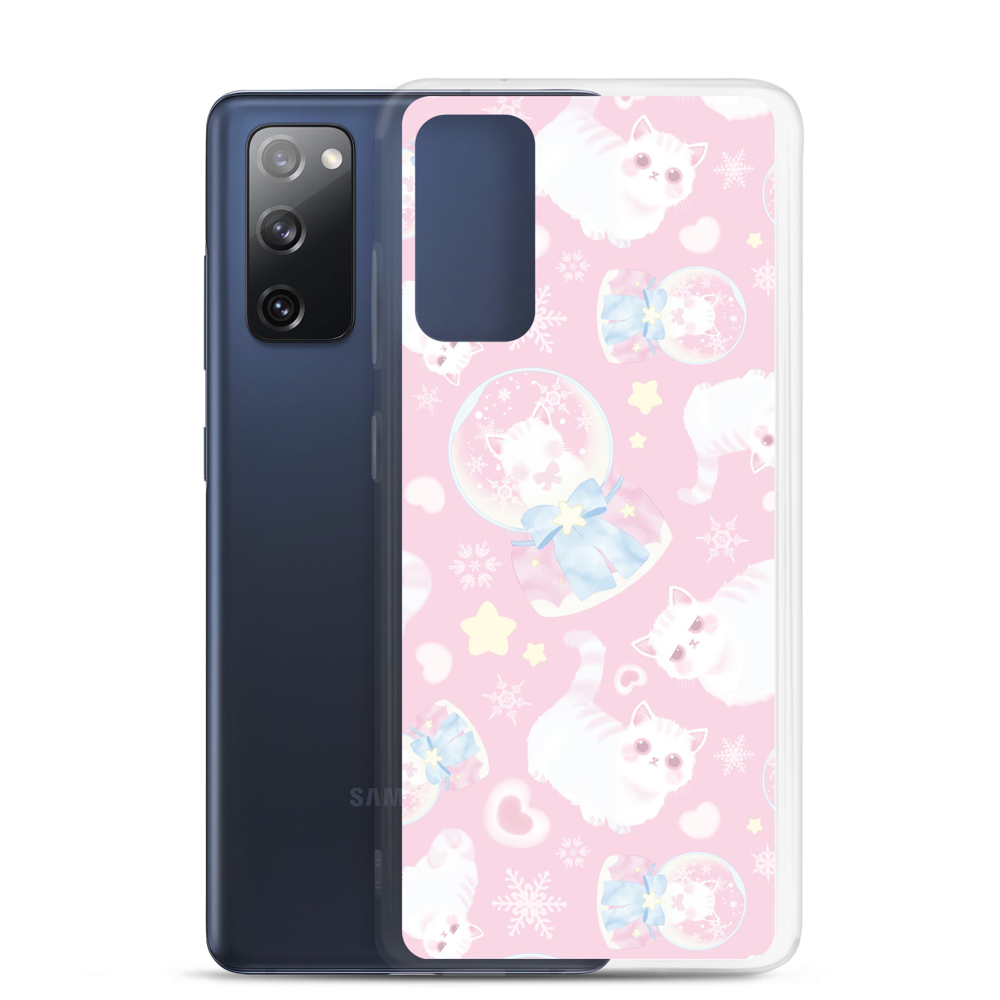 Snow Kitten Samsung® Clear Case features adorable kittens, perfect for a pastel outfit and protecting your phone.