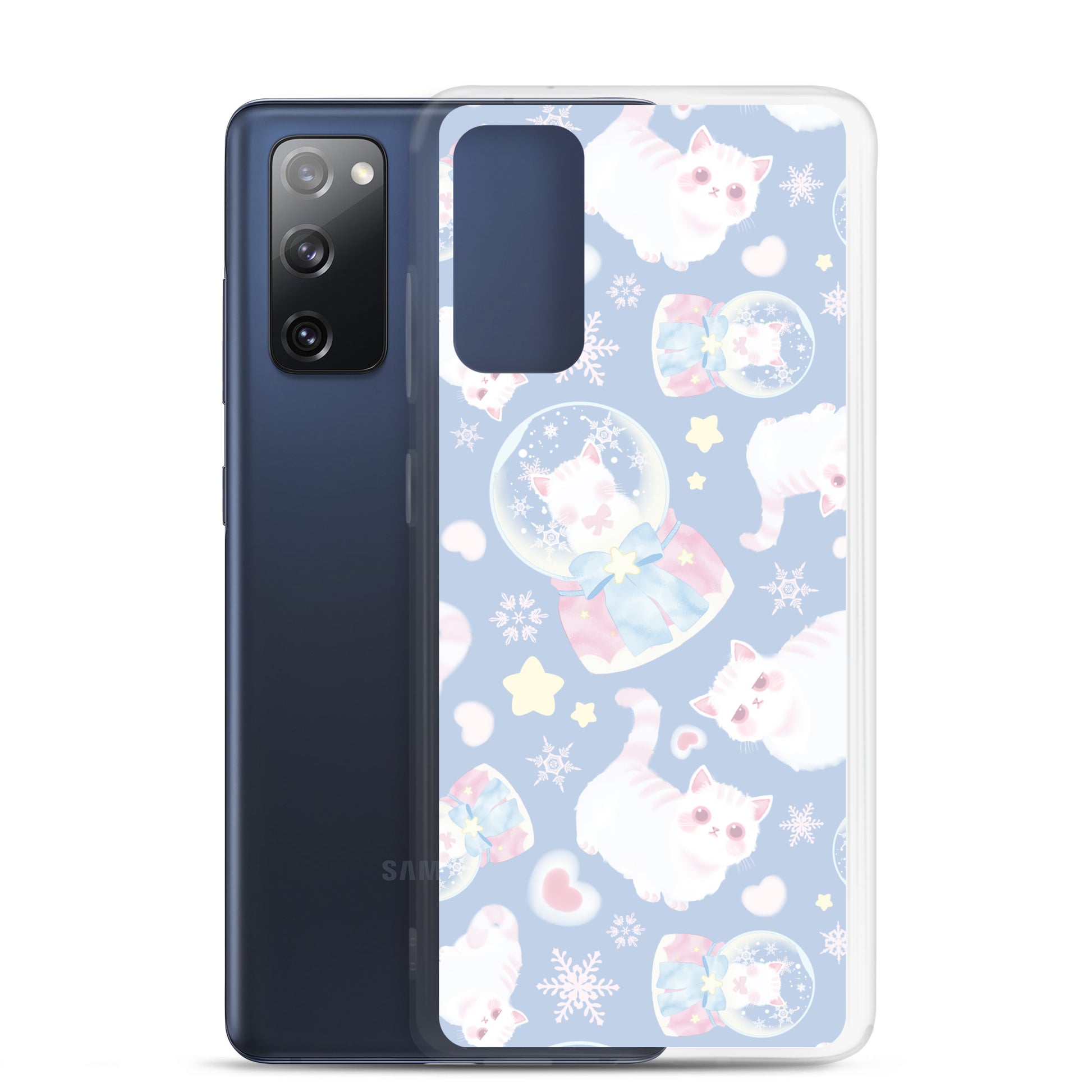 Protect your phone stylishly with the Snow Kitten Samsung® Clear Case featuring adorable kittens and pastel colors.