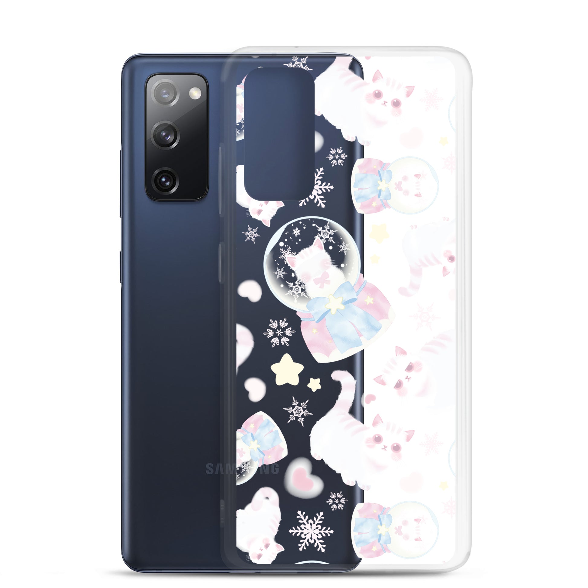 Snow Kitten Samsung® Clear Case features adorable kittens, adding charm and protection to your Galaxy S20 FE.