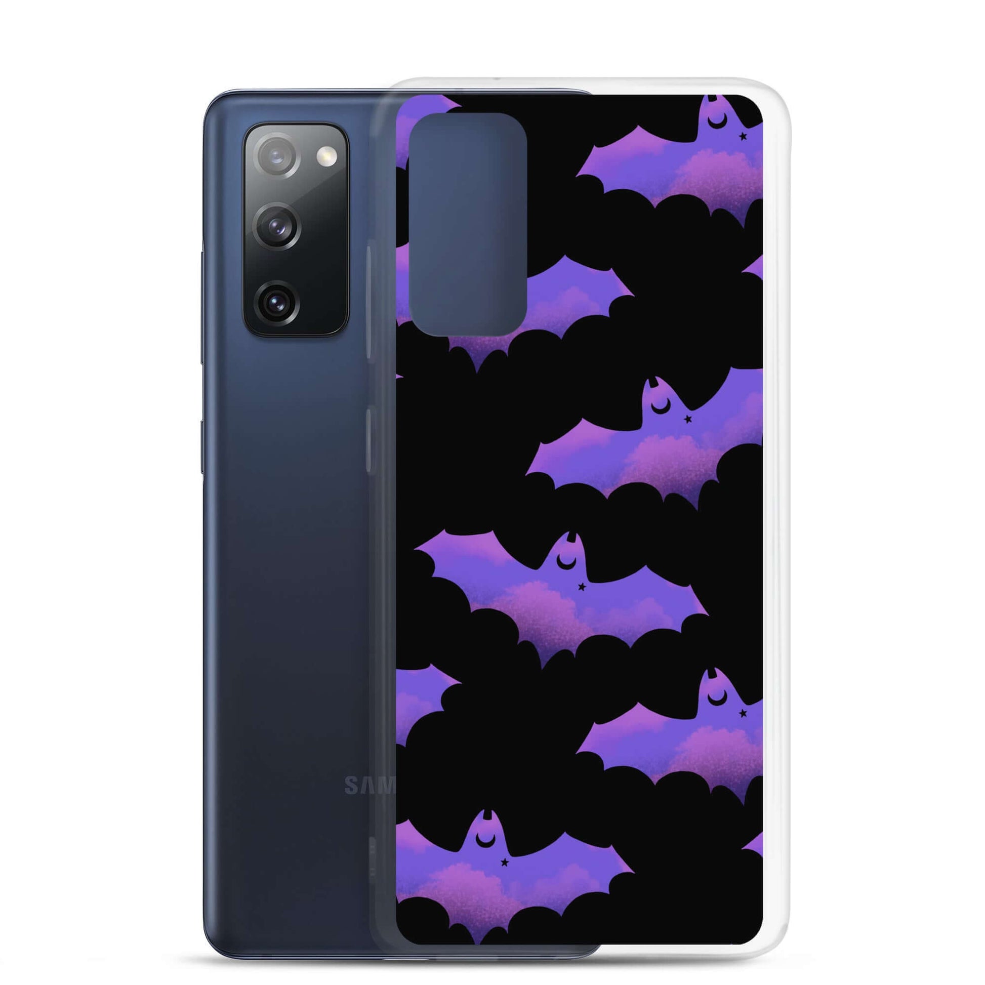 Sleek Morrigan Samsung® Clear Case featuring playful bats design, perfect for style and protection on-the-go.