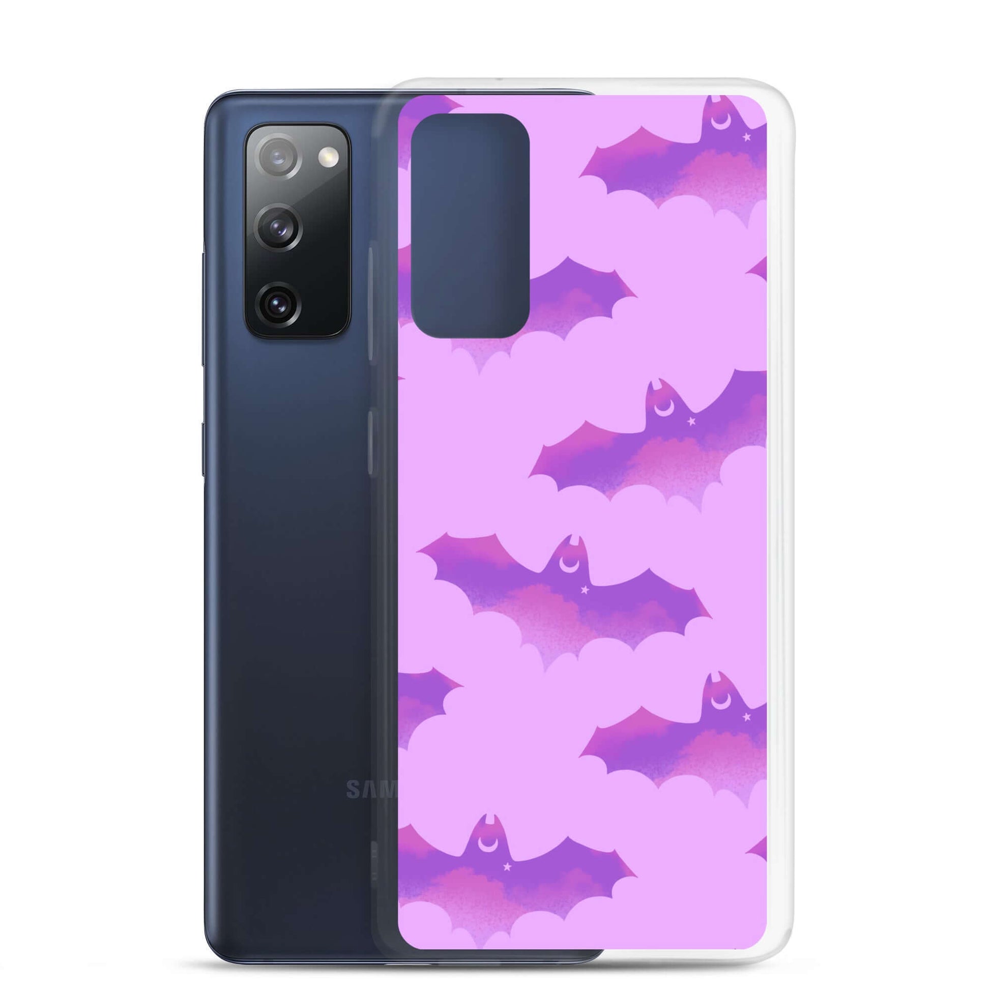 Aensland Samsung® Clear Case featuring playful bat design, perfect for protecting your phone in style.