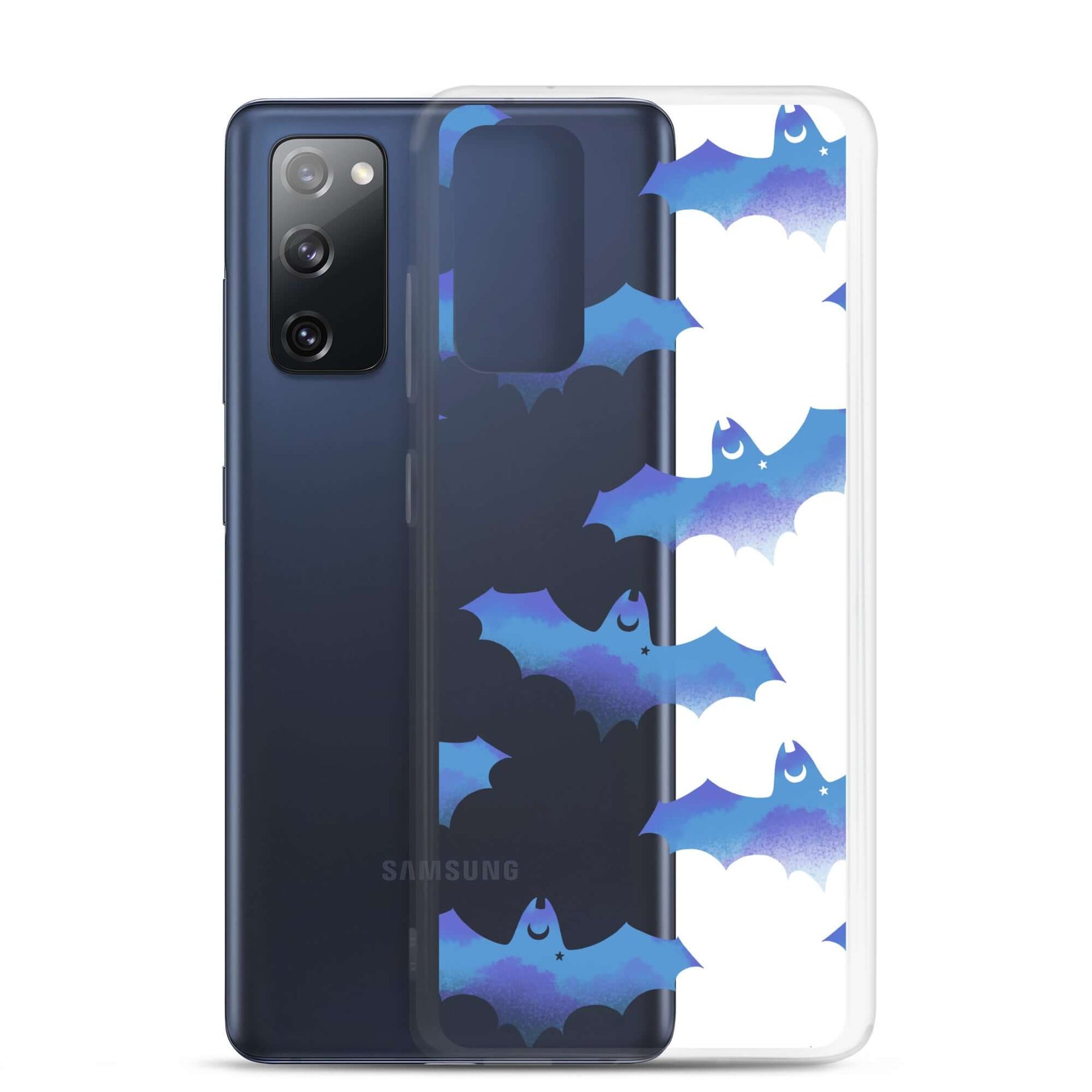 Stylish Lilith Samsung® Clear Case featuring playful bats, perfect protection for your phone in any weather.