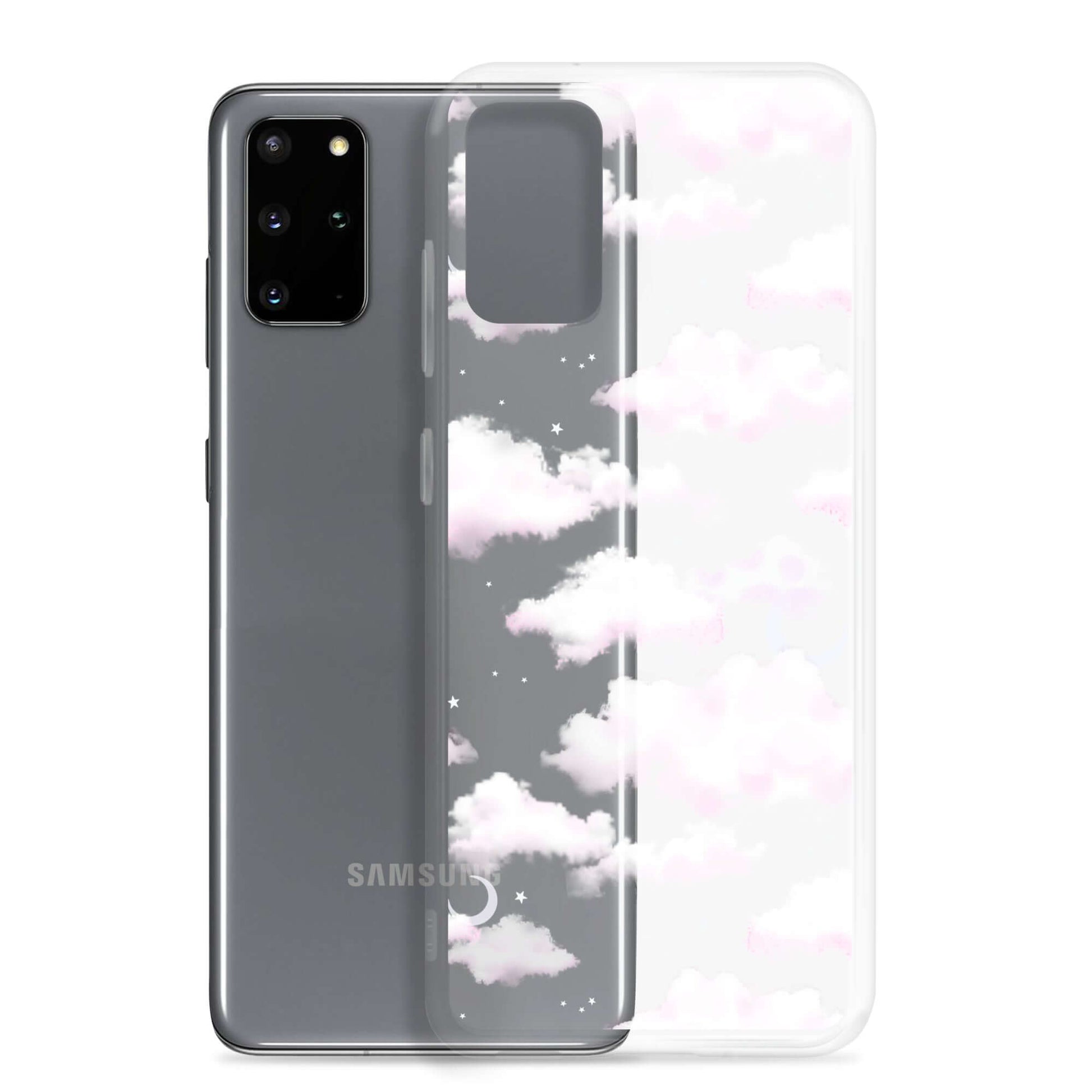 Stylish Cloudy Sky Samsung® Clear Case showcases dreamy cloud designs, protecting your phone with elegance.